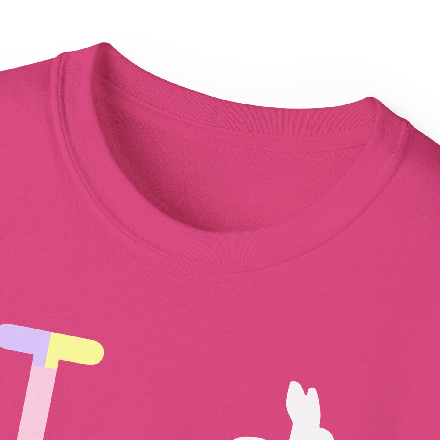 I Bunny LongD® Logo Cotton Tee Easter pastel variety negative text (white Easter Bunny)
