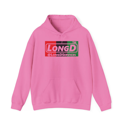 LongD® negative vertical 3-striped tag logo Hoodie (Juneteenth colors)