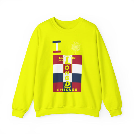 I Burst LongD negative 4x3 Chicago upright logo crewneck sweatshirt