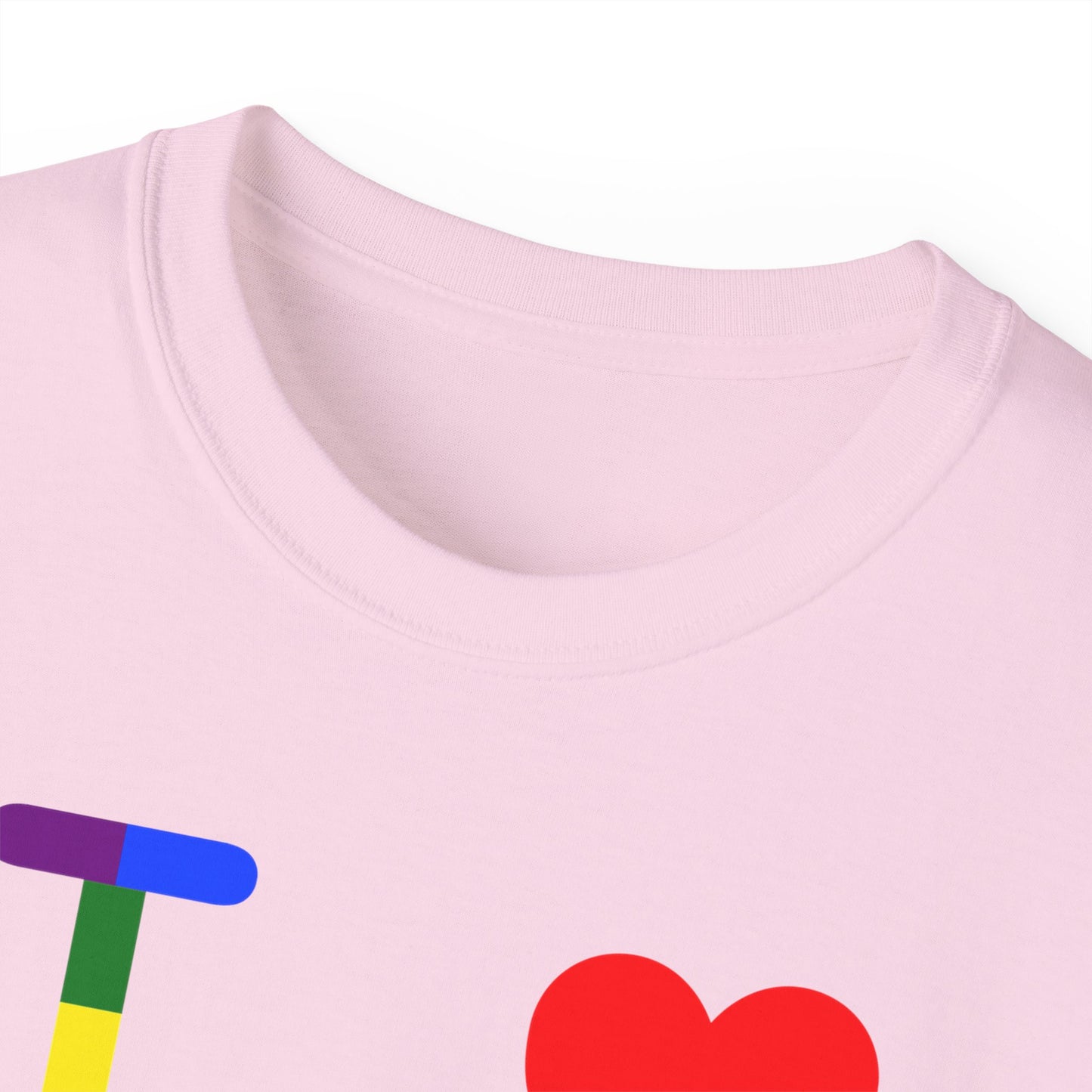 I Luv LongD® Logo Cotton Tee Pride striped negative text