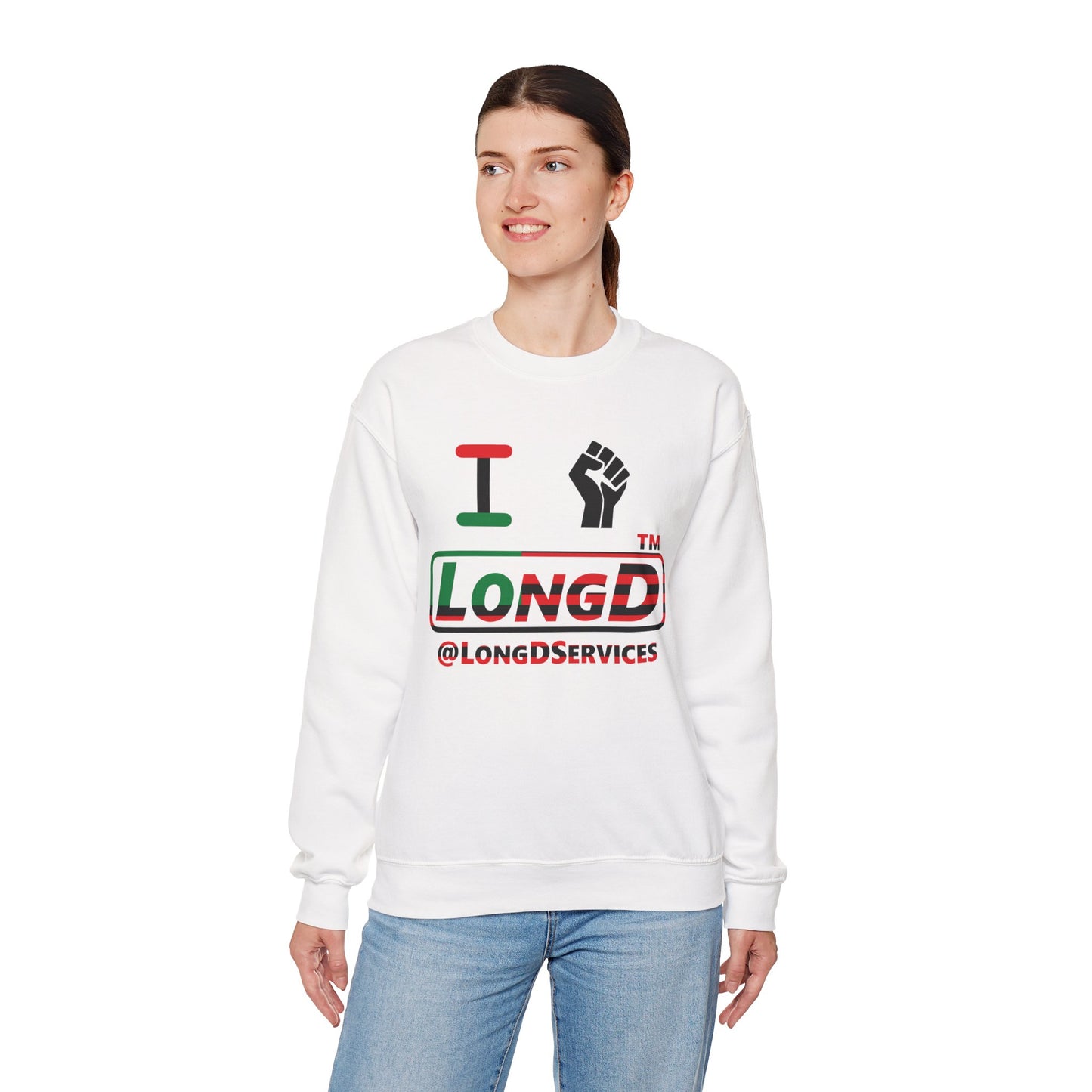I fist LongD positive flag tag logo crewneck sweatshirt