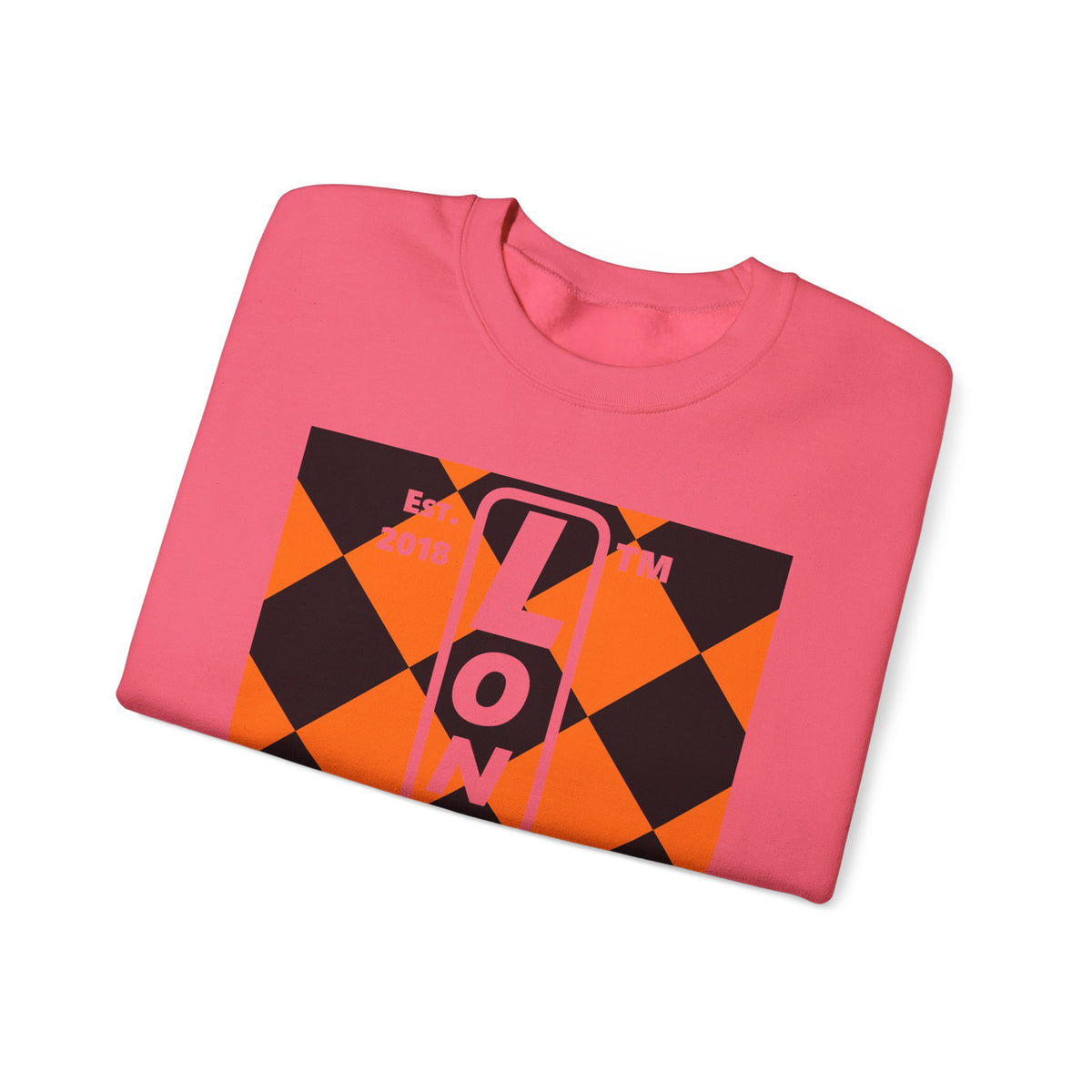 LongD Hyde Park negative upright argyle logo (Halloween colors) crewneck sweatshirt