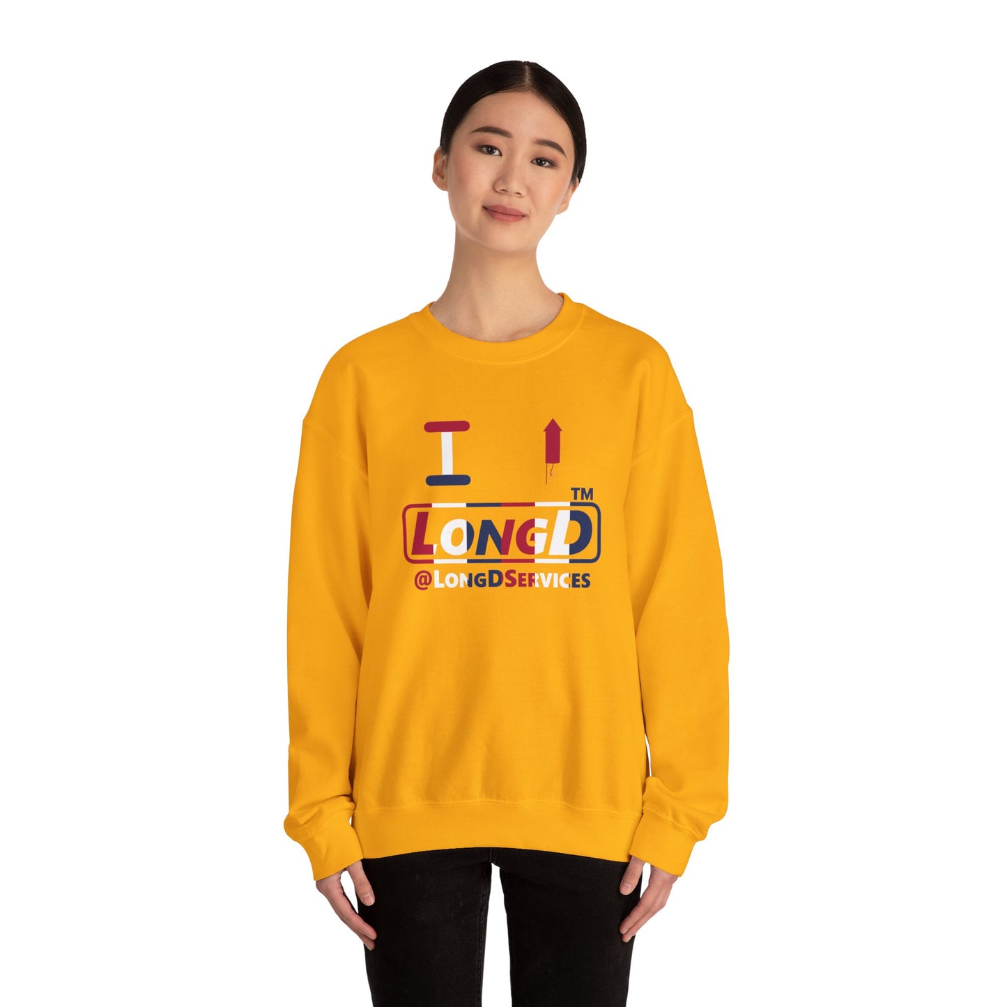 I firecracker LongD positive vertical 6-striped tag logo crewneck sweatshirt