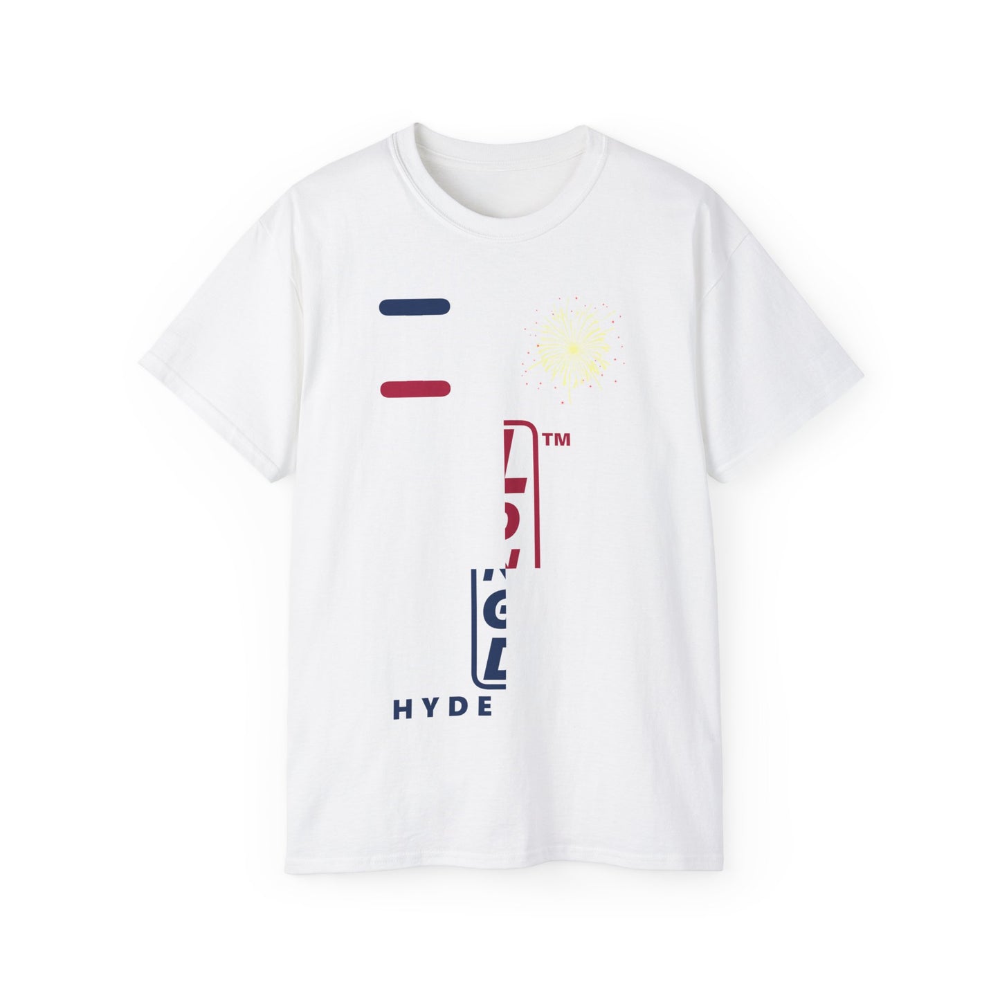 I Burst LongD cotton tee positive quarters Hyde Park upright logo (Patriotic colors)