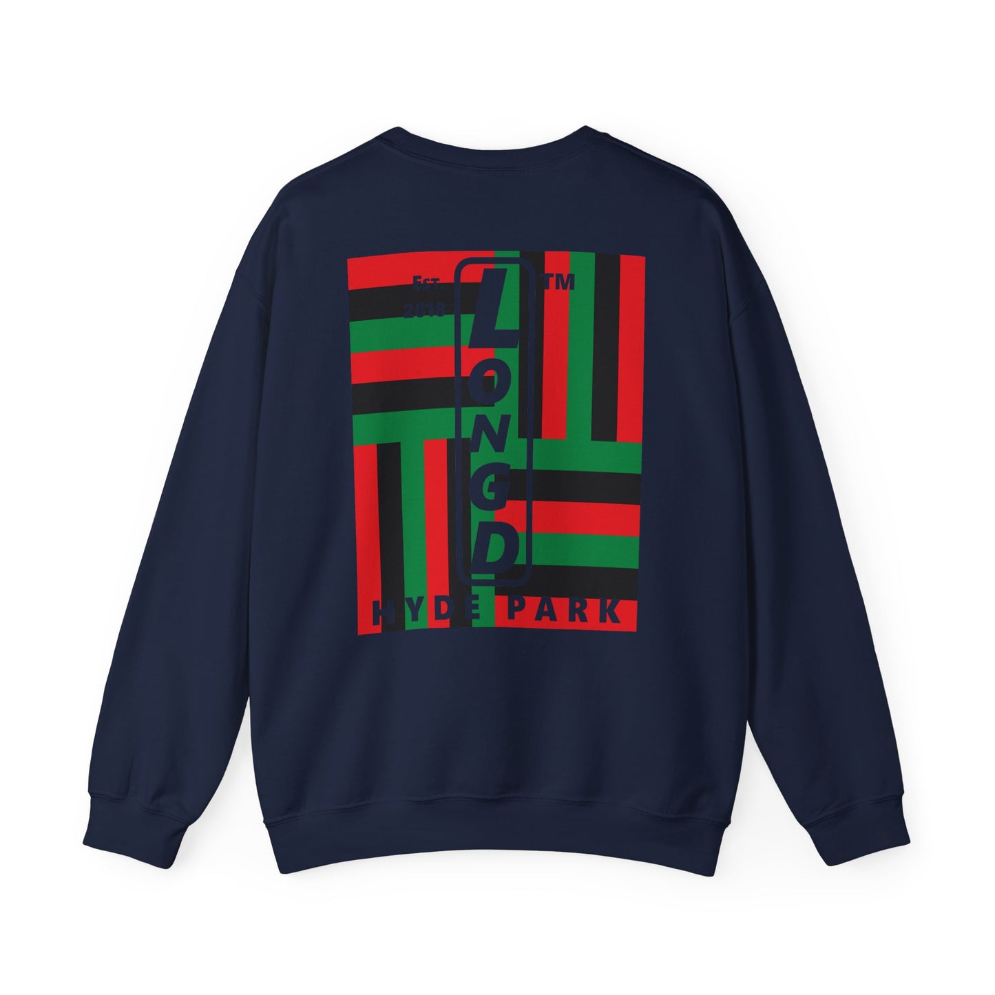 I Fist LongD negative windmill Hyde Park upright front-back logo crewneck sweatshirt