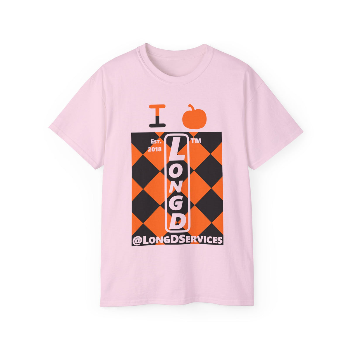 I pumpkin LongD Tag negative upright argyle logo cotton tee