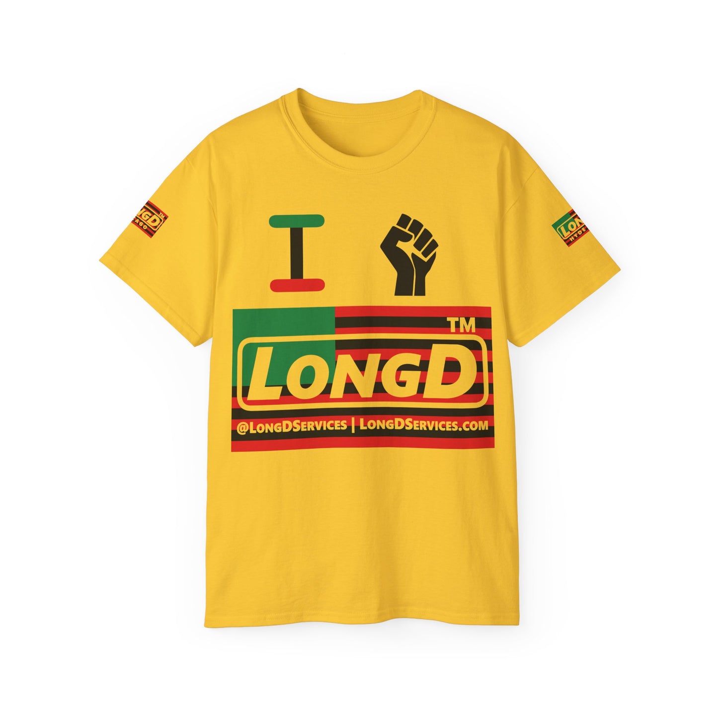 I fist LongD negative flag tag-domain logo 4-print cotton tee