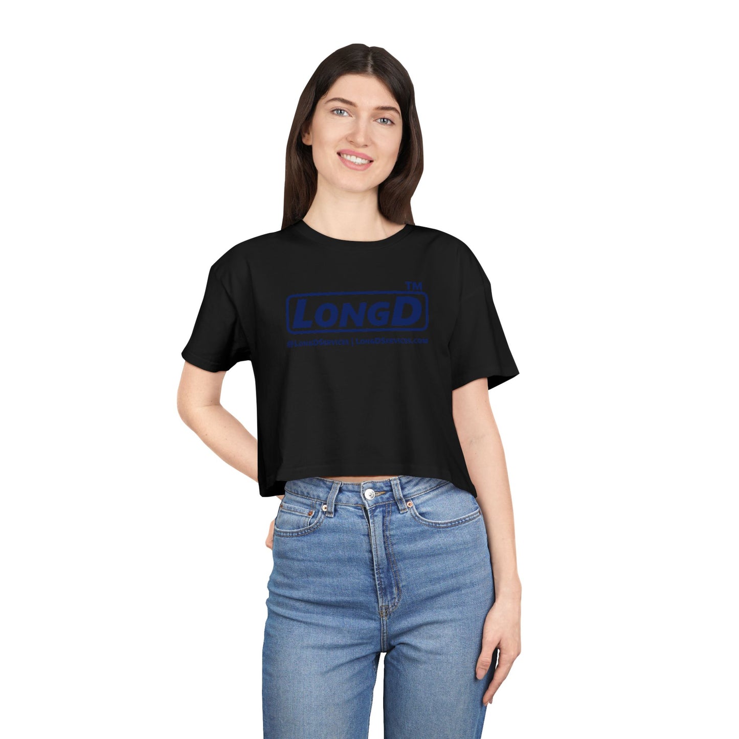 LongD Tag-domain positive official basic logo crop tee