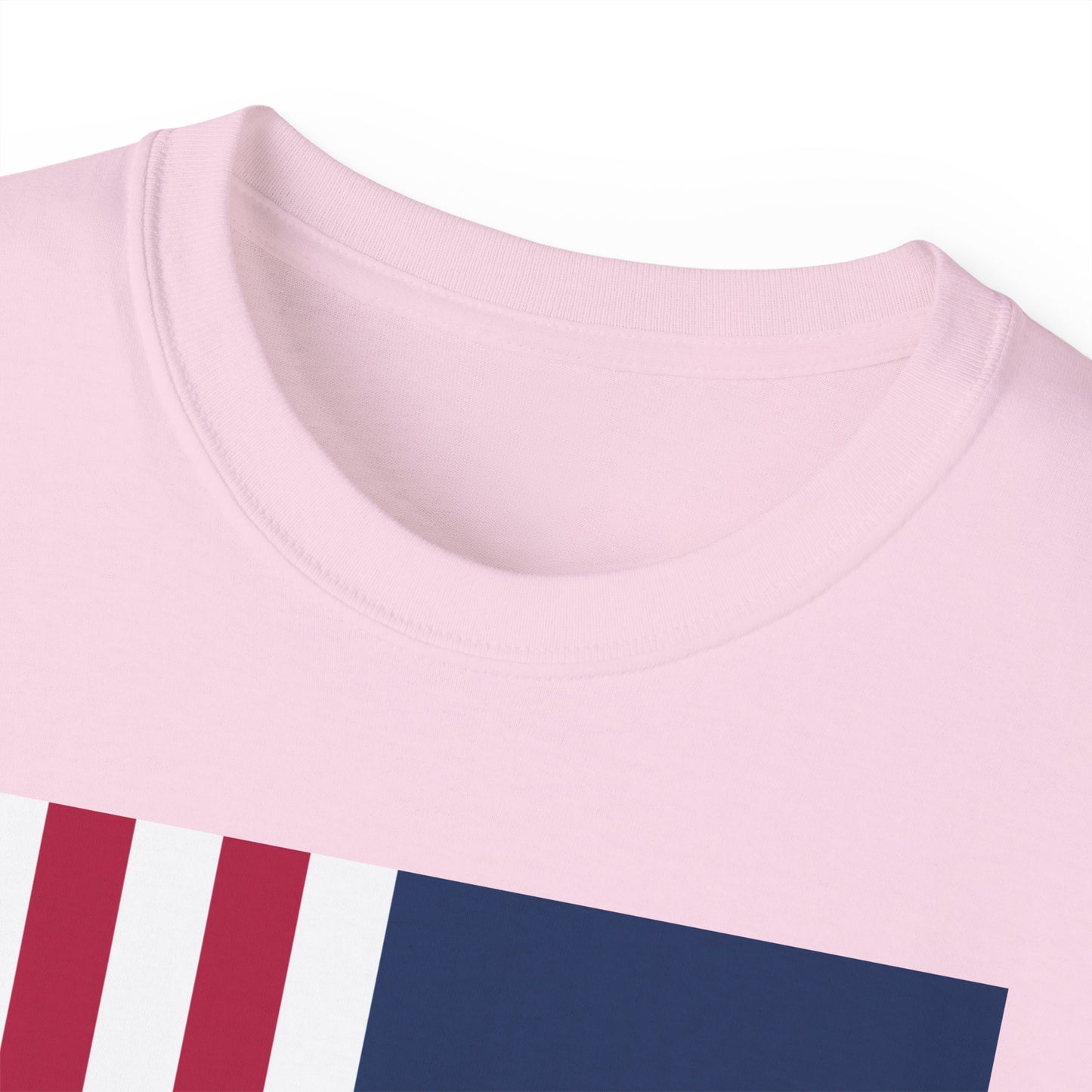 LongD® Logo Cotton Tee Red, White and Blue portrait (cropped proportions) flag negative text