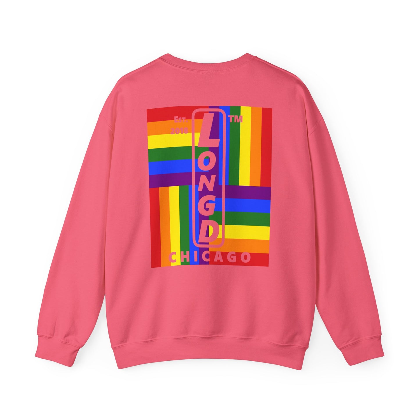 I Luv LongD negative windmill Chicago upright front-back logo crewneck sweatshirt