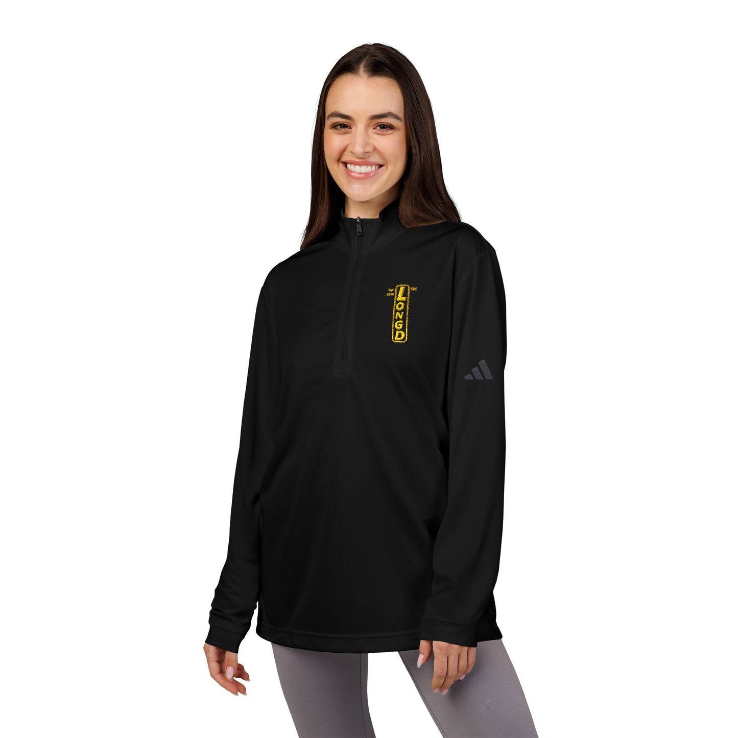 Embroidered adidas® Quarter-Zip pullover official reverse basic logo upright