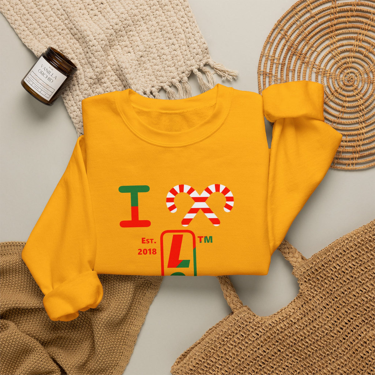 I candy cane LongD Chicago positive upright pixel-weighted 4-striped 4-print logo crewneck sweatshirt