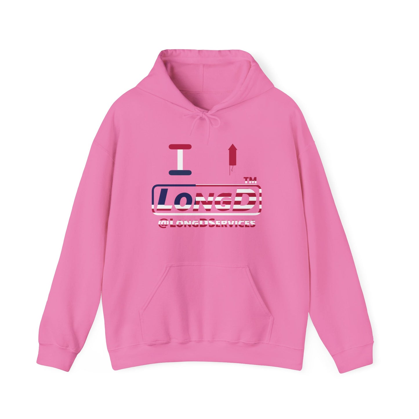I firecracker LongD® positive flag tag logo hoodie