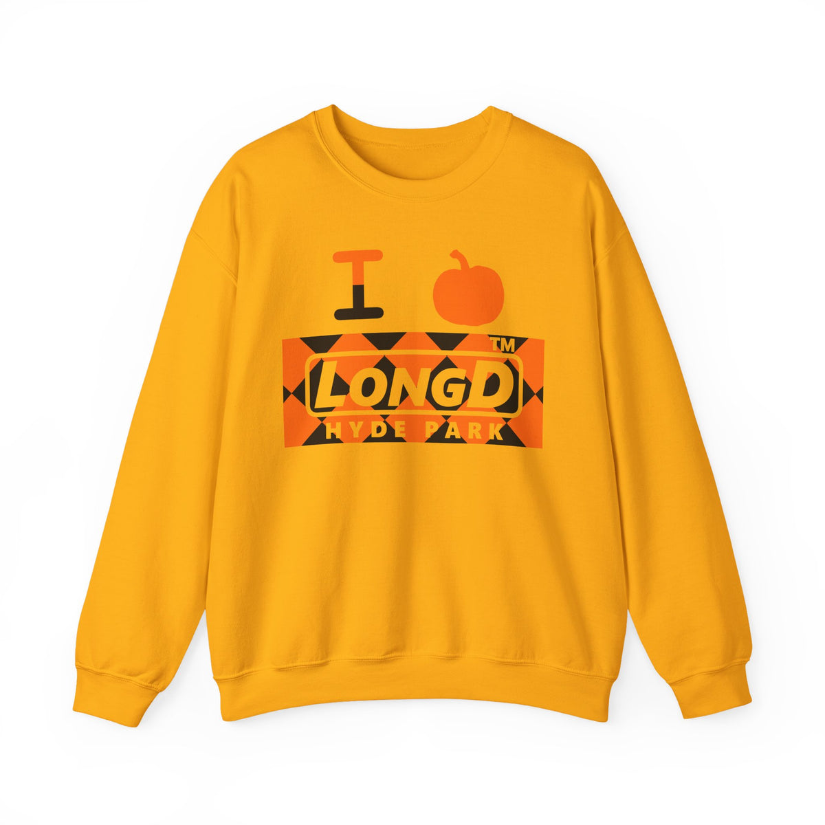 I pumpkin LongD Hyde Park negative argyle logo crewneck sweatshirt
