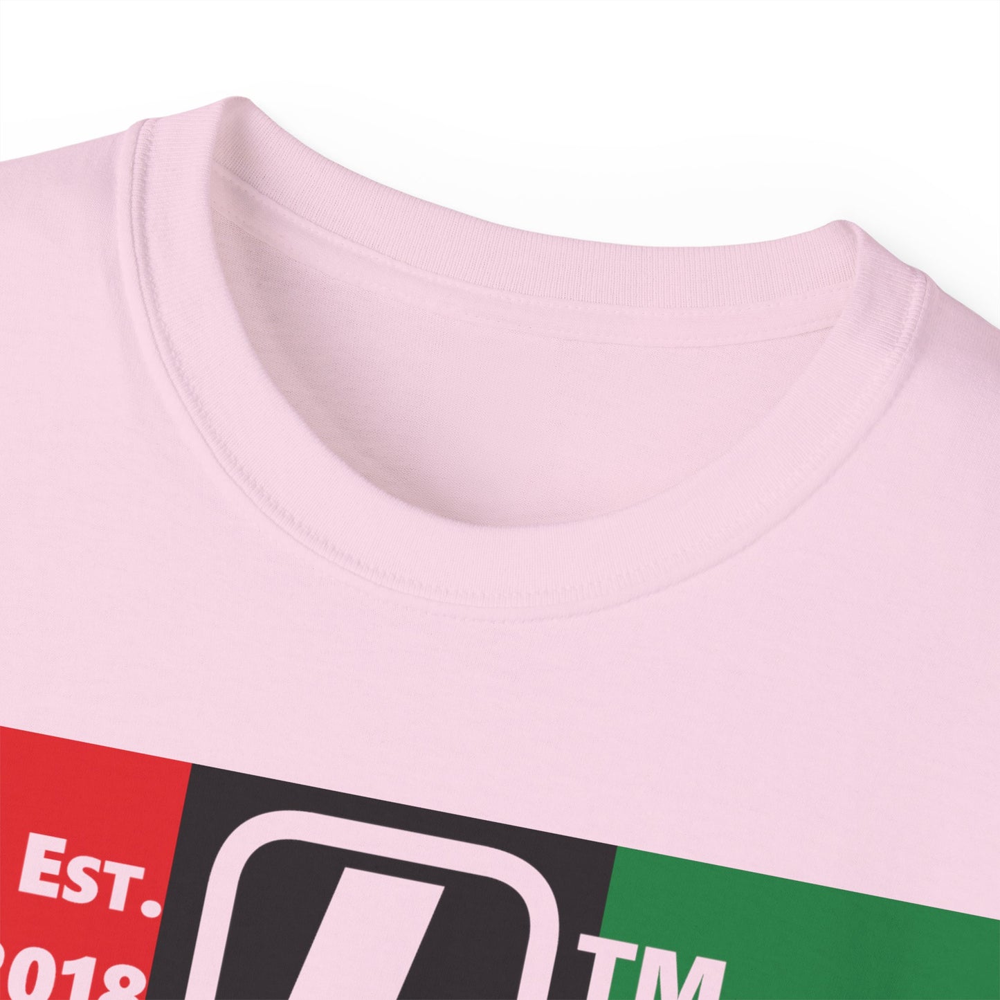 LongD Cotton Tee negative vertical striped Chicago upright logo (Juneteenth colors)