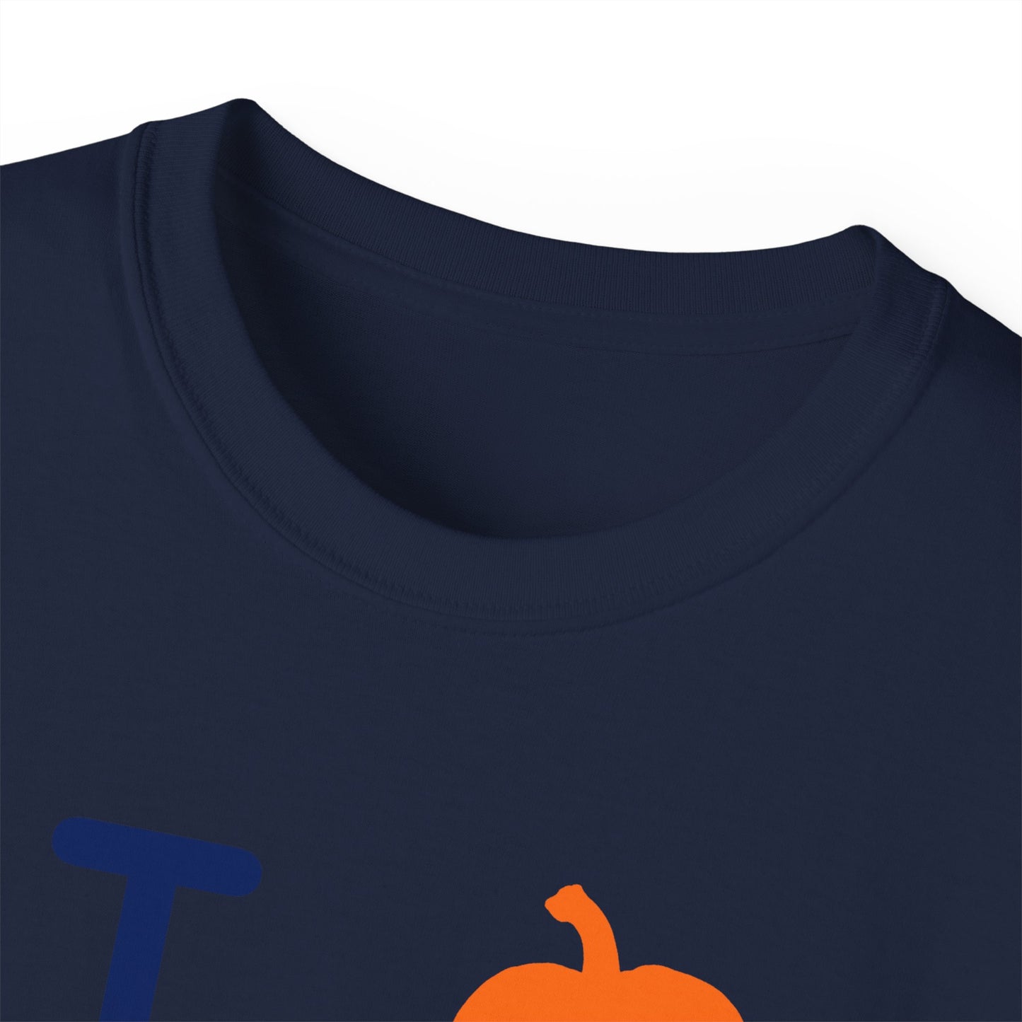 I pumpkin LongD Chicago positive basic Navy (002060) front-back logo cotton tee