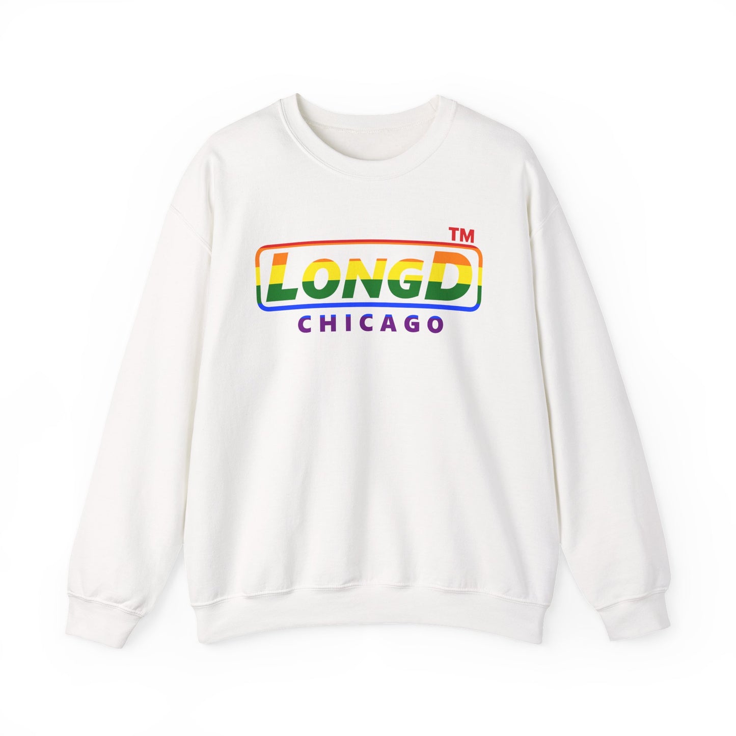 LongD positive horizontal striped Chicago logo crewneck sweatshirt (Pride colors)