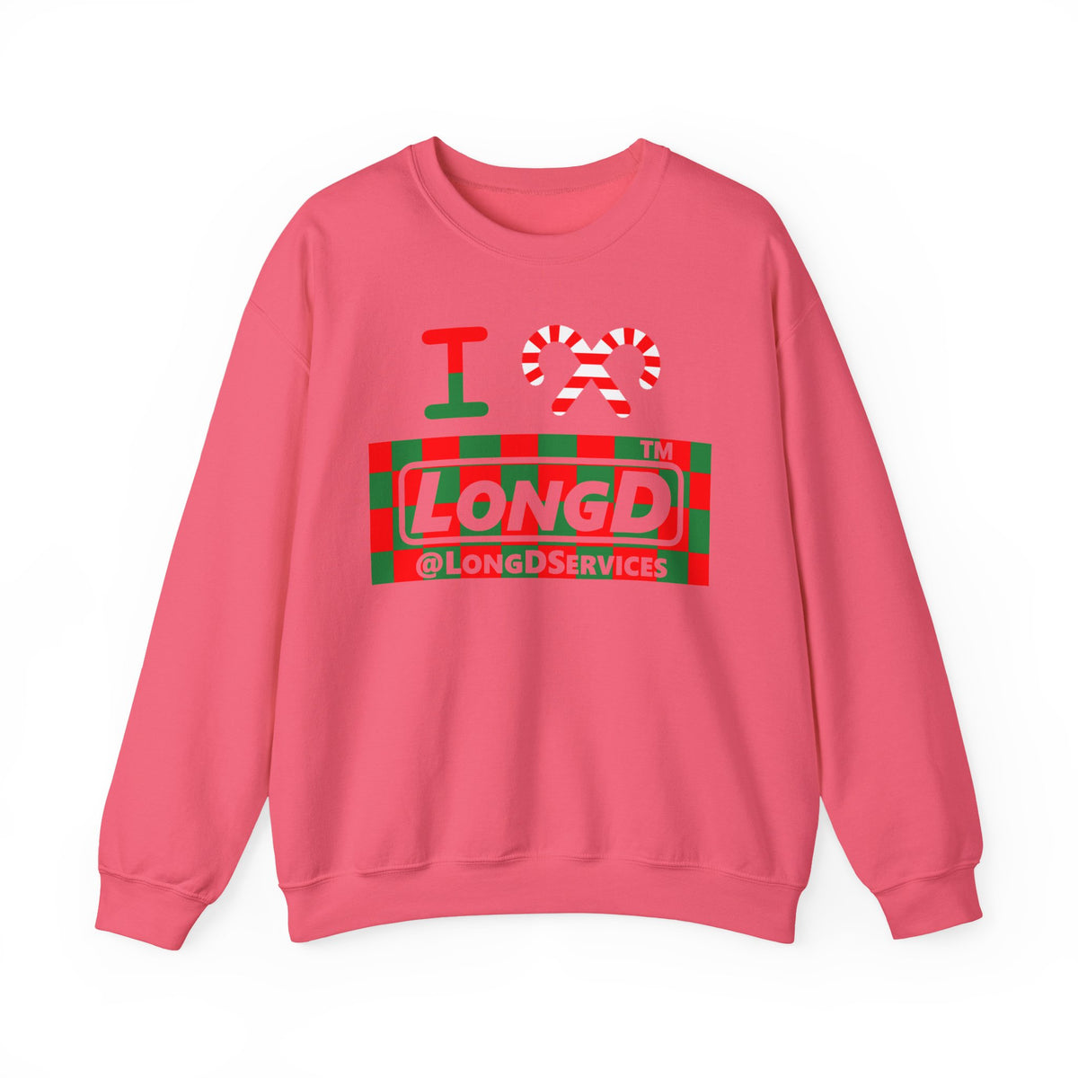 I candy cane LongD Tag negative checkered logo crewneck sweatshirt