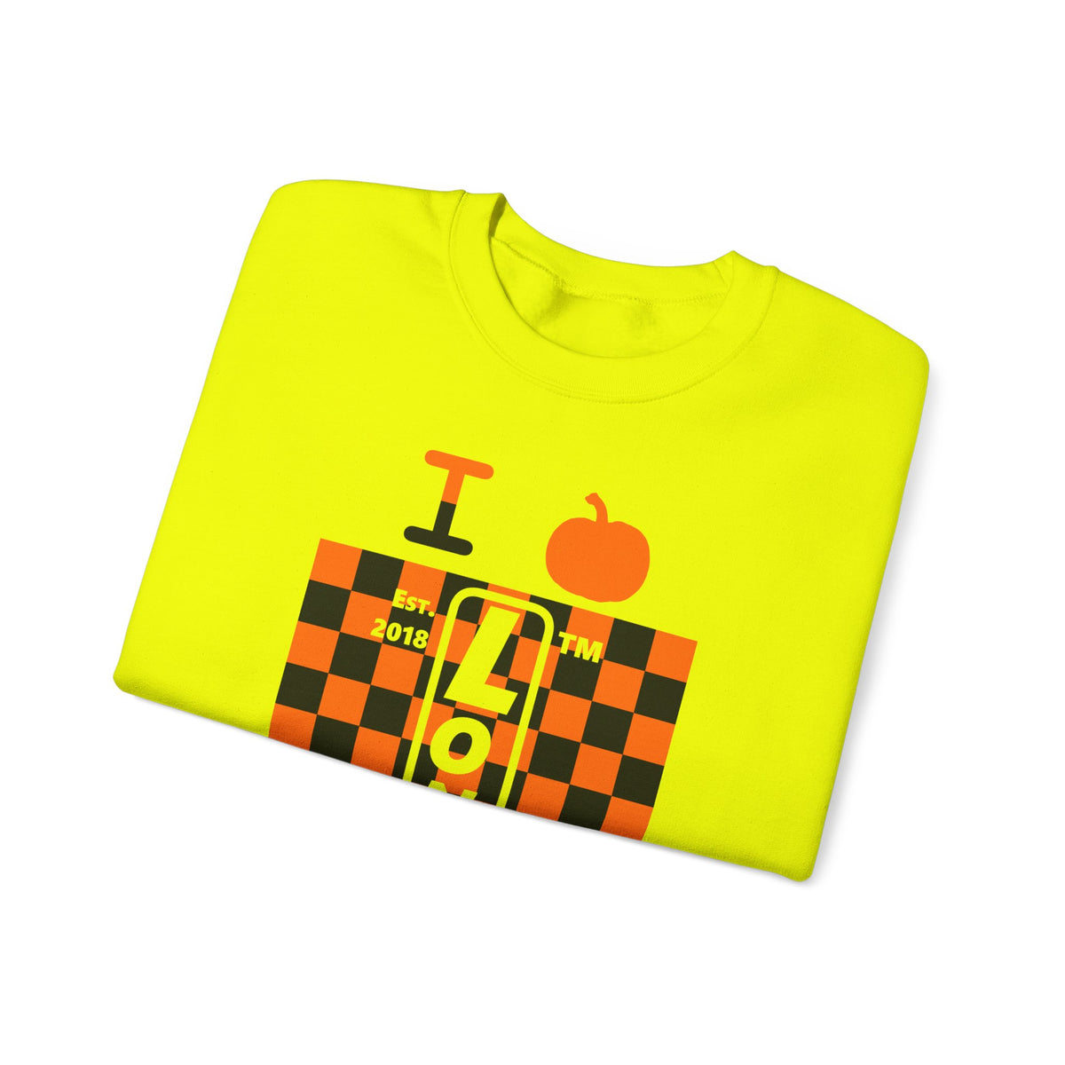 I pumpkin LongD Tag negative upright checkered logo crewneck sweatshirt