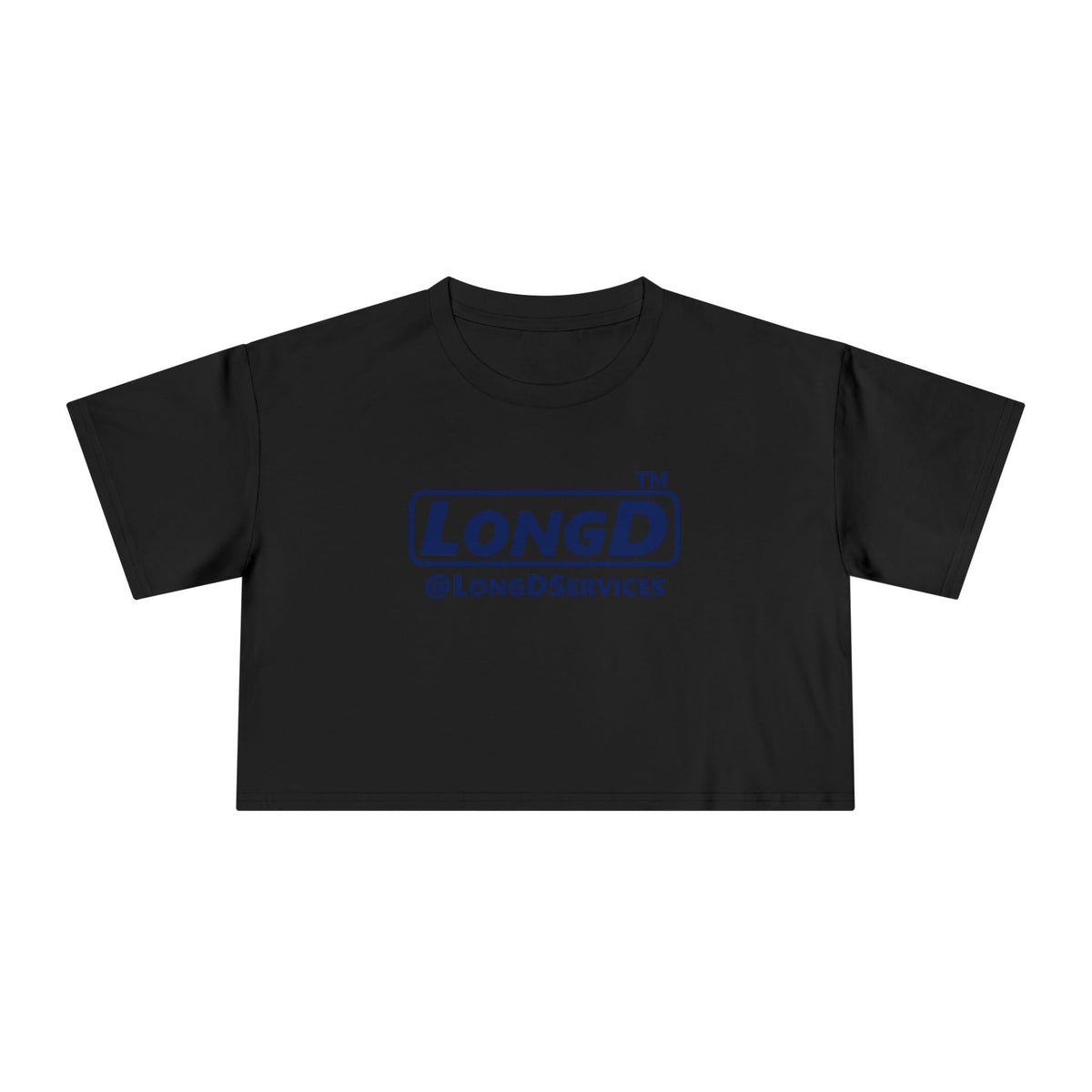LongD Tag positive basic Navy (002060) logo crop tee