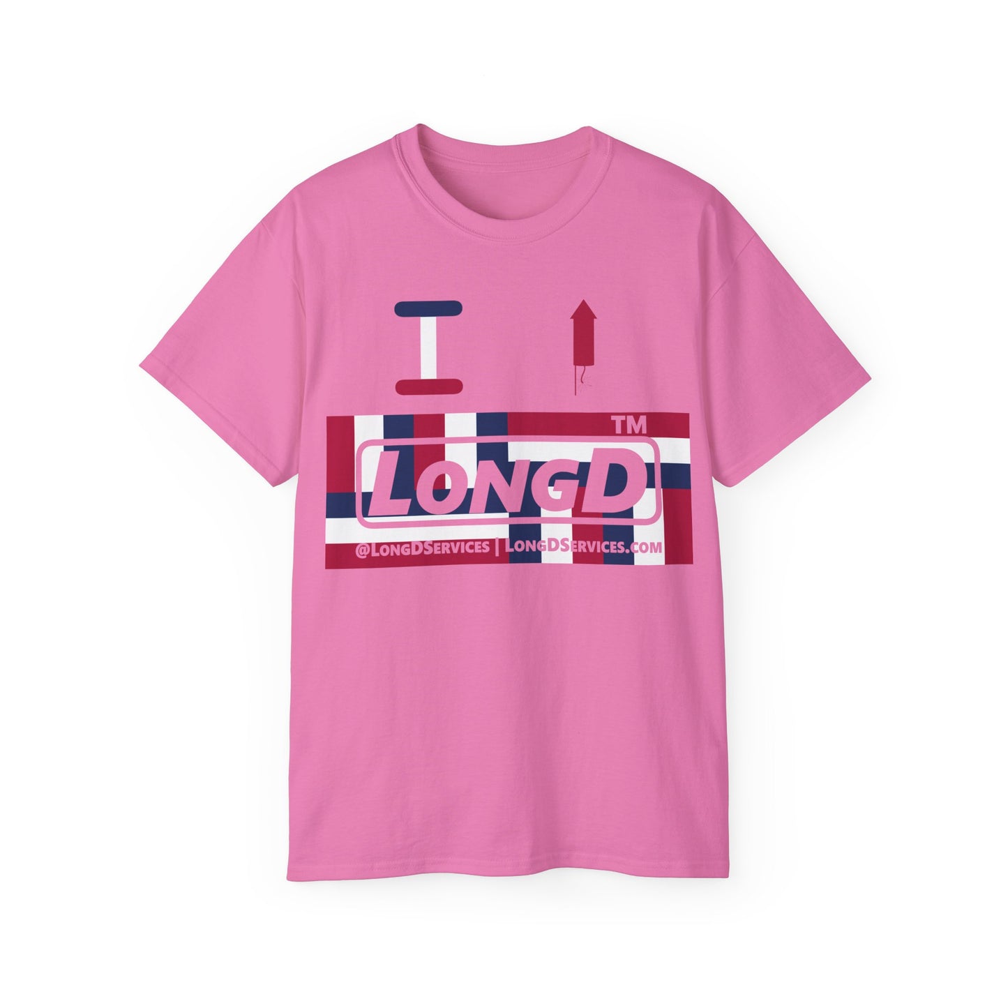 I firecracker LongD negative modified windmill tag-domain logo cotton tee
