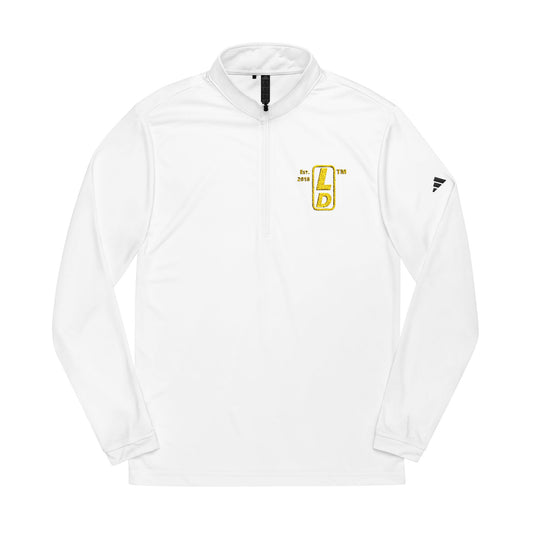 Embroidered adidas® Quarter-Zip pullover official reverse basic logo upright initials