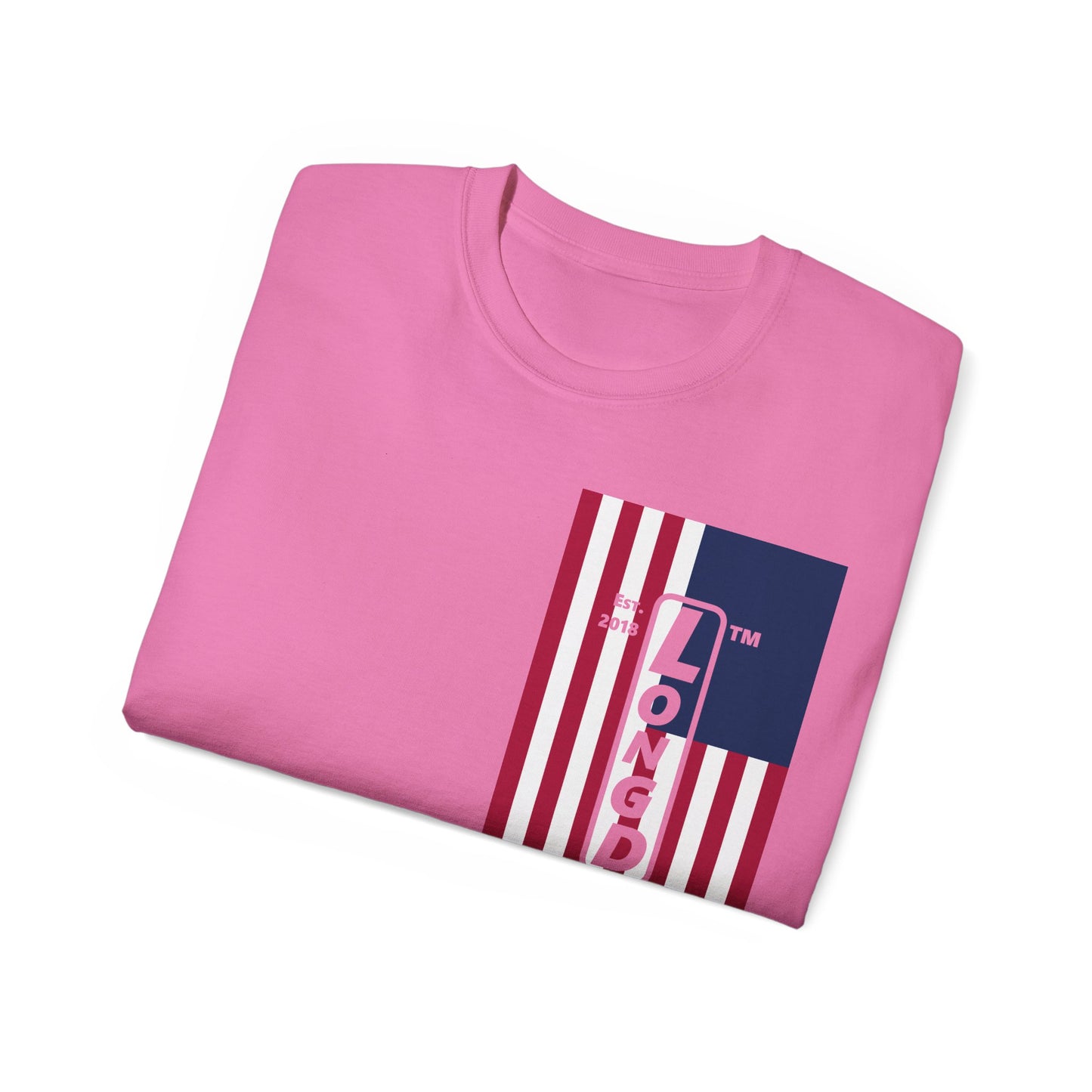LongD cotton tee negative cropped flag single-breasted front-back Hyde Park upright logo (Patriotic colors)