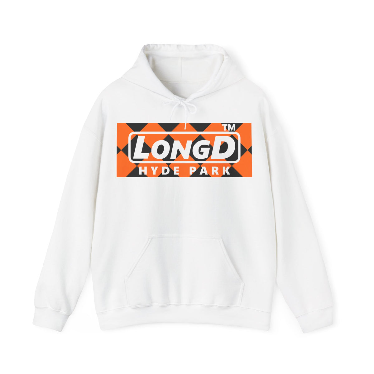 LongD Hyde Park negative argyle logo (Halloween colors) hoodie
