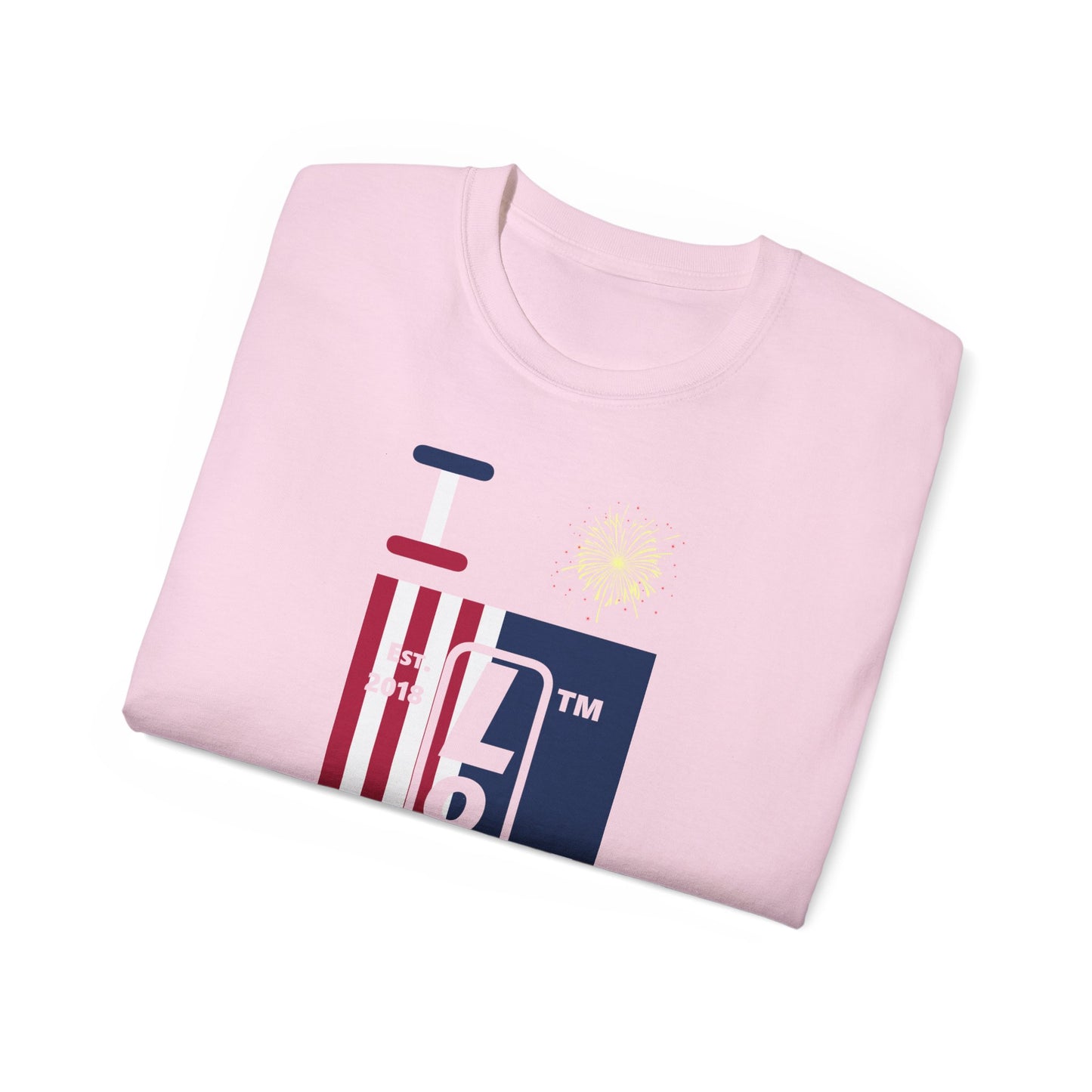 I Burst LongD cotton tee negative flag Chicago upright logo (Patriotic colors)