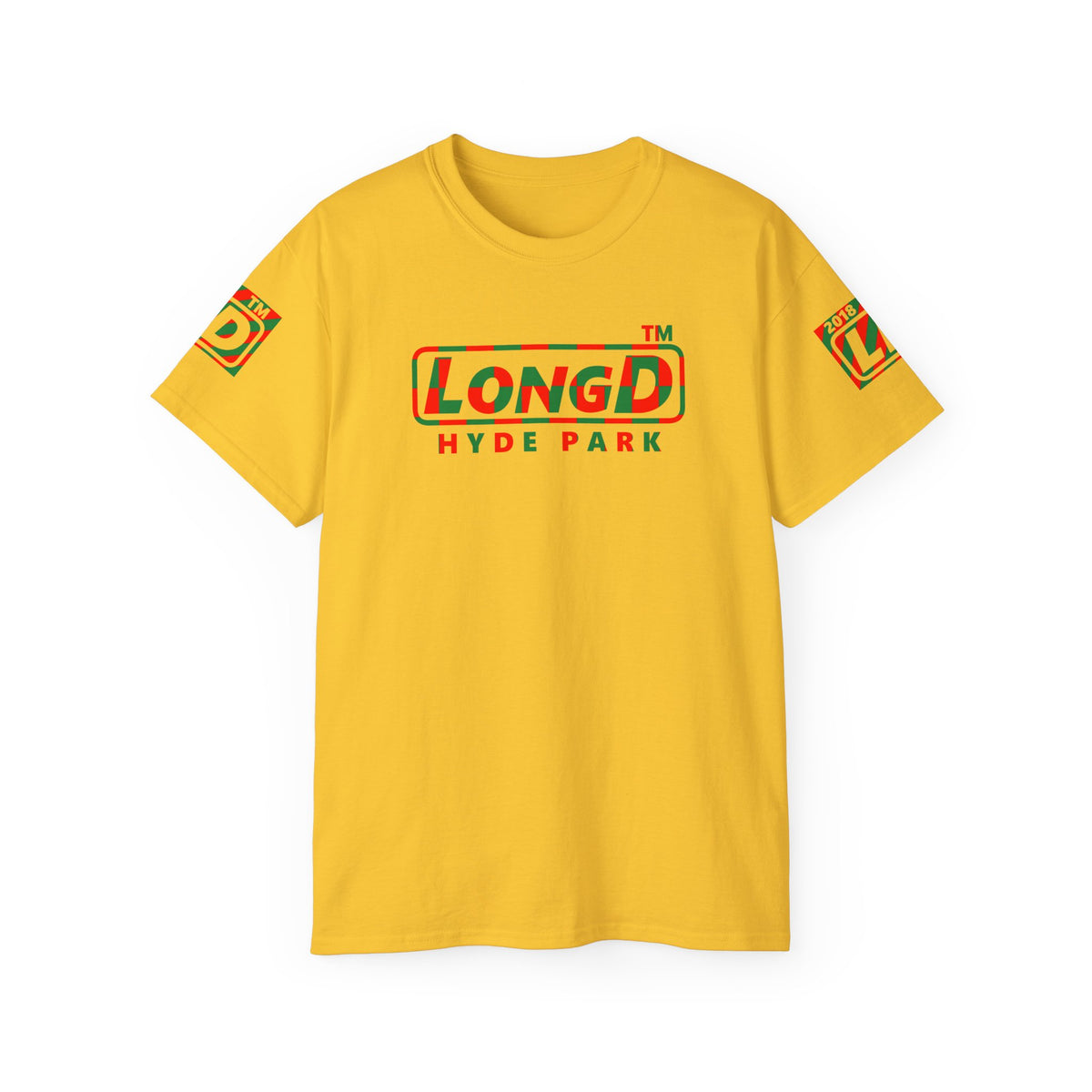 LongD Hyde Park positive checkered 4-print logo (Xmas colors) cotton tee