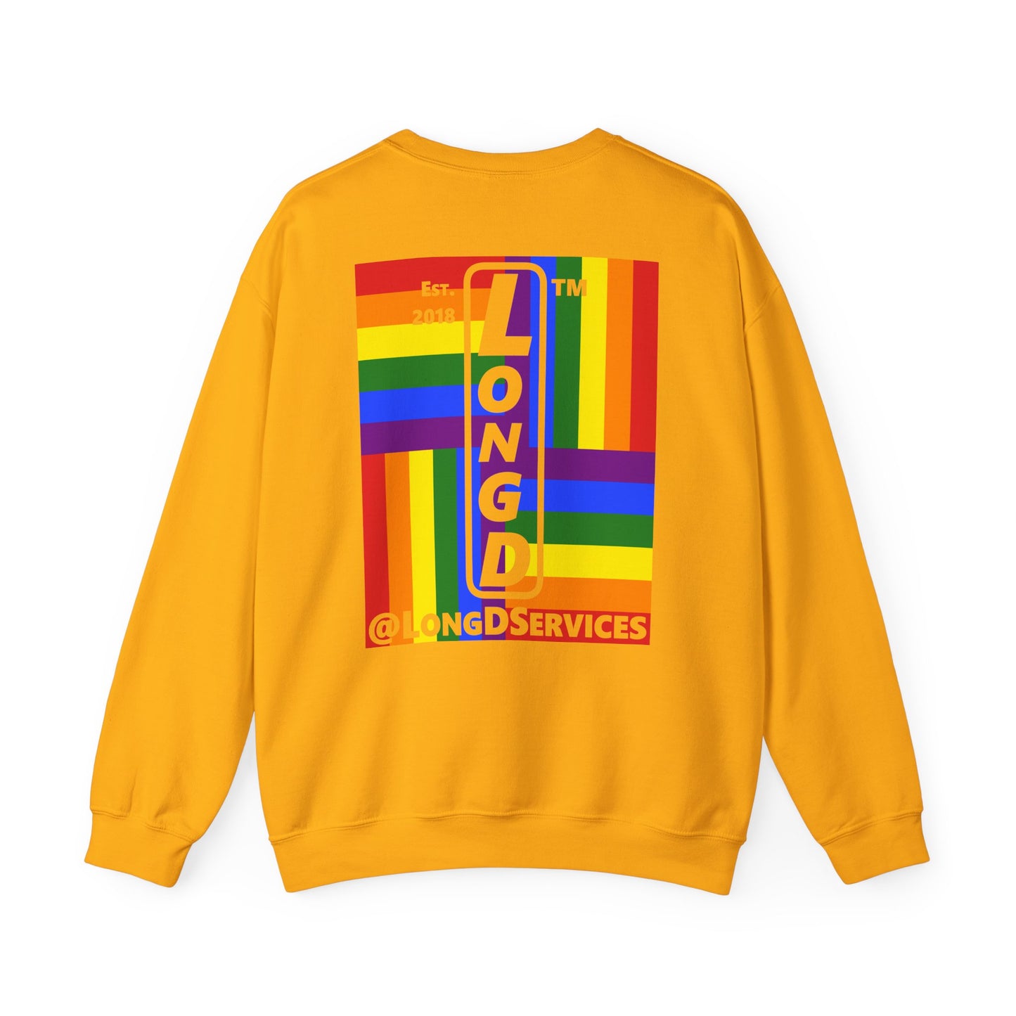 I Luv LongD negative windmill tag upright front-back logo crewneck sweatshirt