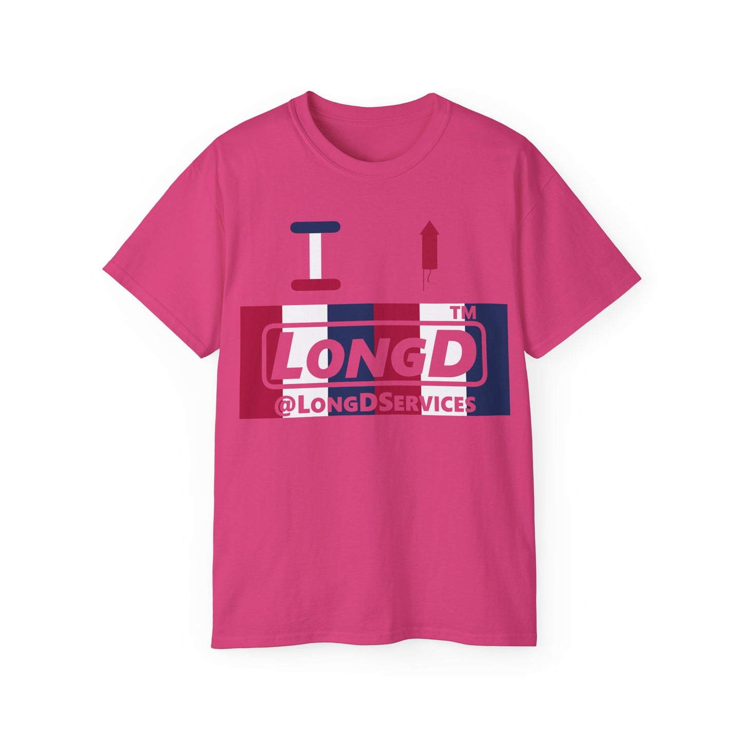 I firecracker LongD negative vertical 6-striped tag logo cotton tee