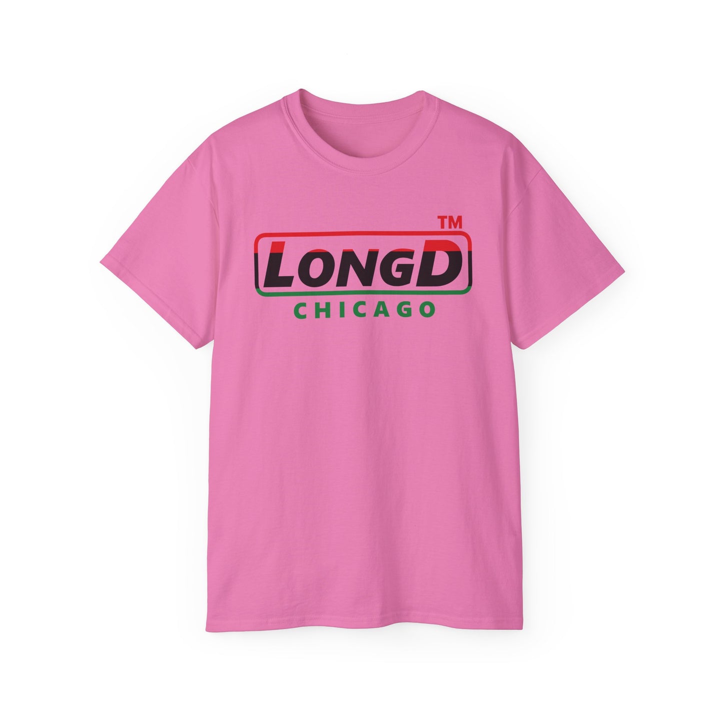 LongD positive horizontal 3-striped Chicago logo cotton tee (Juneteenth colors)