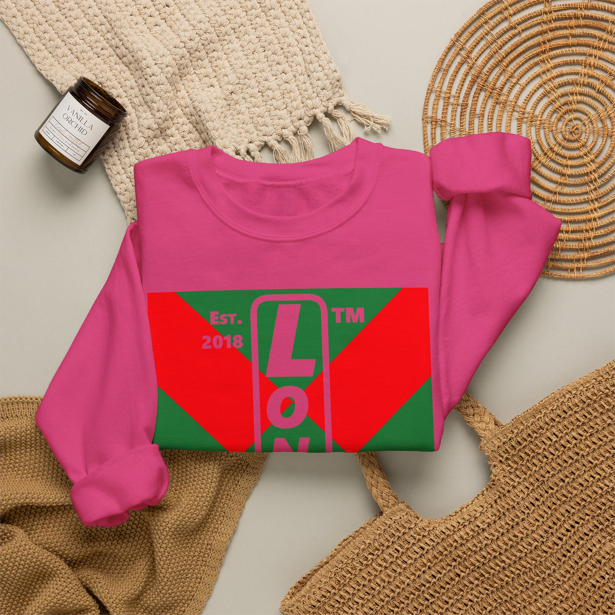 LongD Chicago negative upright argyle x logo (Xmas colors) crewneck sweatshirt