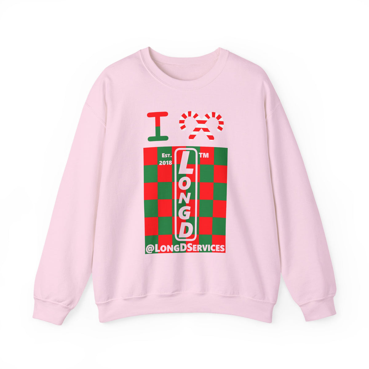 I candy cane LongD Tag negative upright checkered logo crewneck sweatshirt