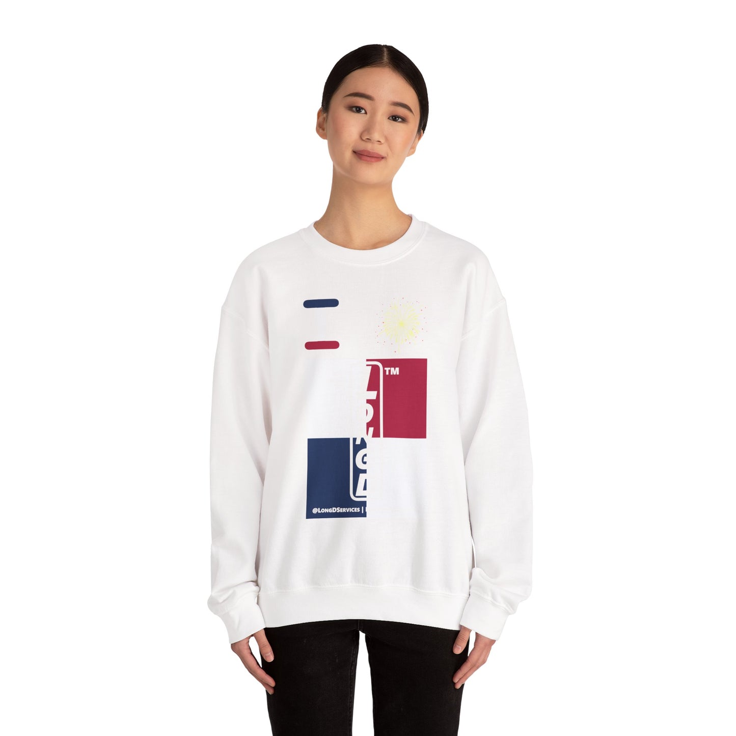 I Burst LongD positive quarters tag-domain upright logo crewneck sweatshirt