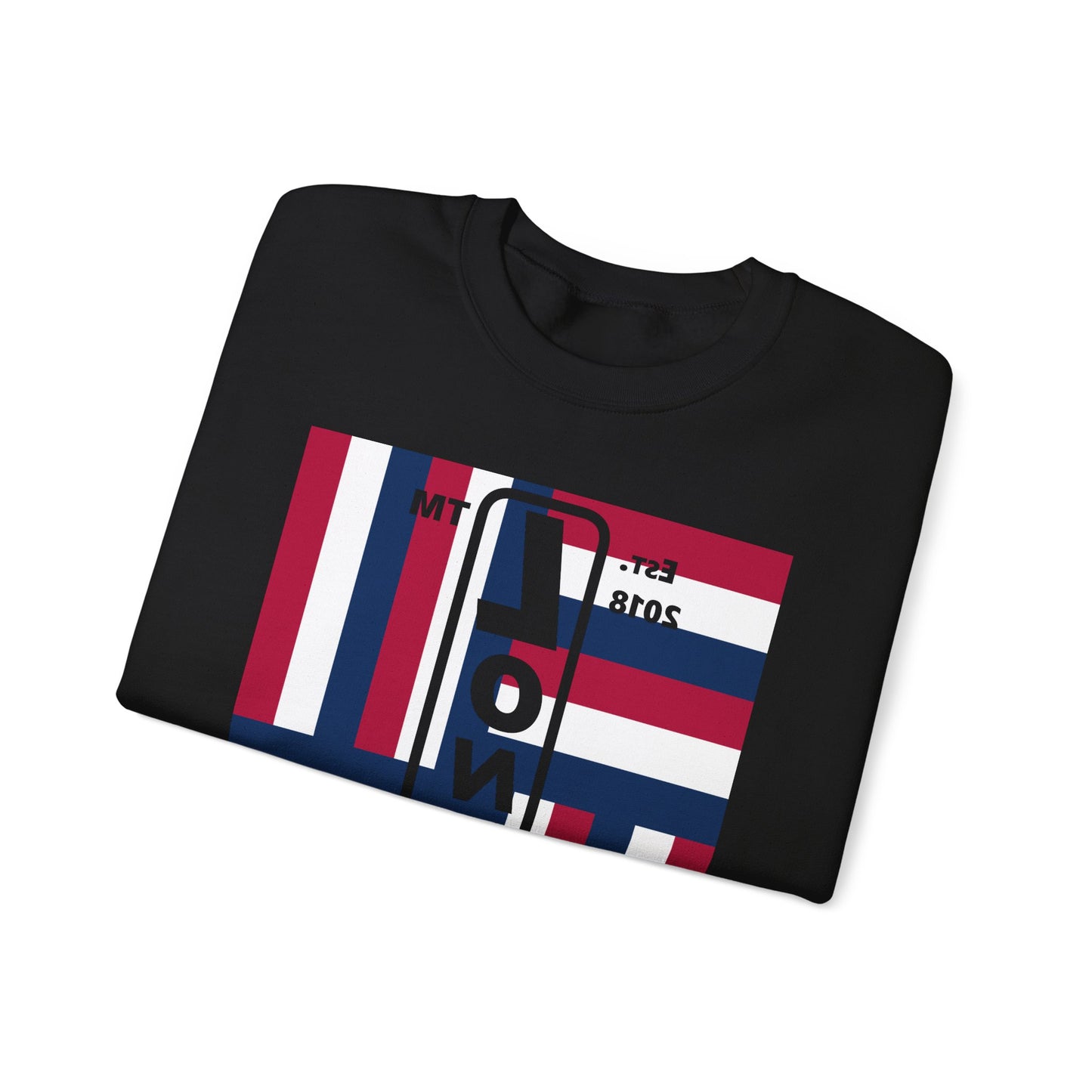 LongD negative rotated windmill Chicago front-back upright logo crewneck sweatshirt (patriotic colors)
