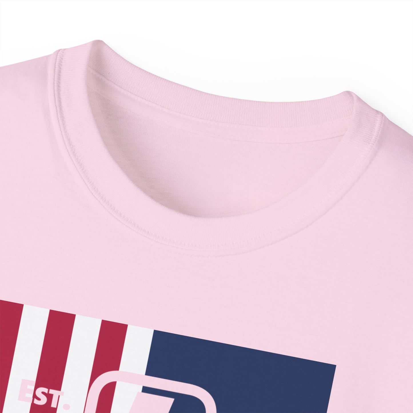 LongD cotton tee negative flag Chicago upright logo (Patriotic colors)