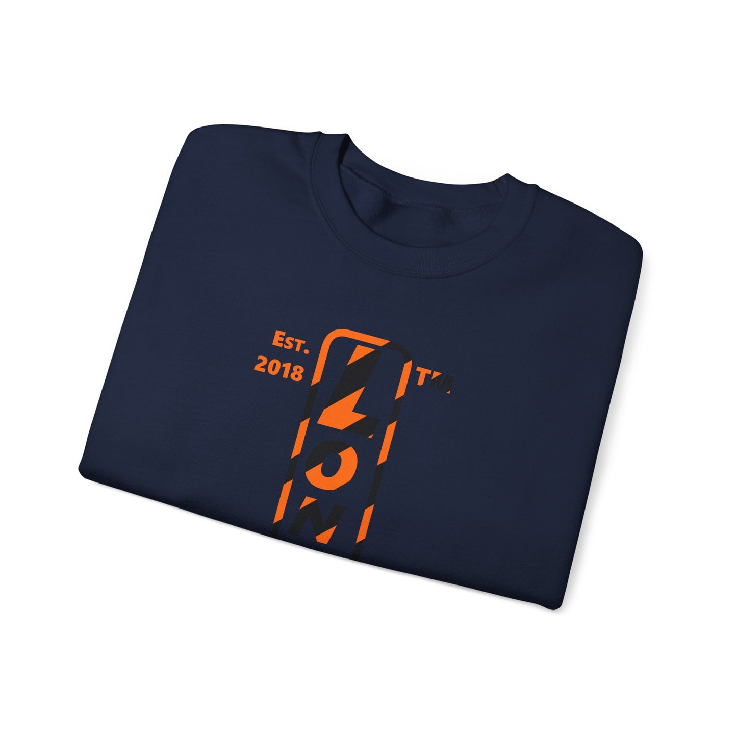 LongD Hyde Park positive upright pixel-weighted 12-striped 4-print logo (Halloween colors) crewneck sweatshirt