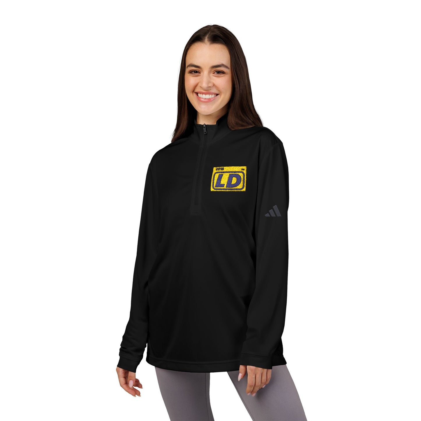 Embroidered adidas® Quarter-Zip pullover official logo initials