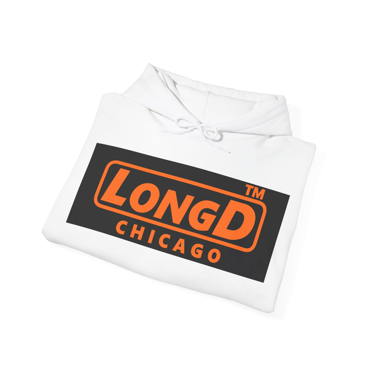 LongD Chicago logo orange (FE7518) on Black (000000) (Halloween colors) hoodie