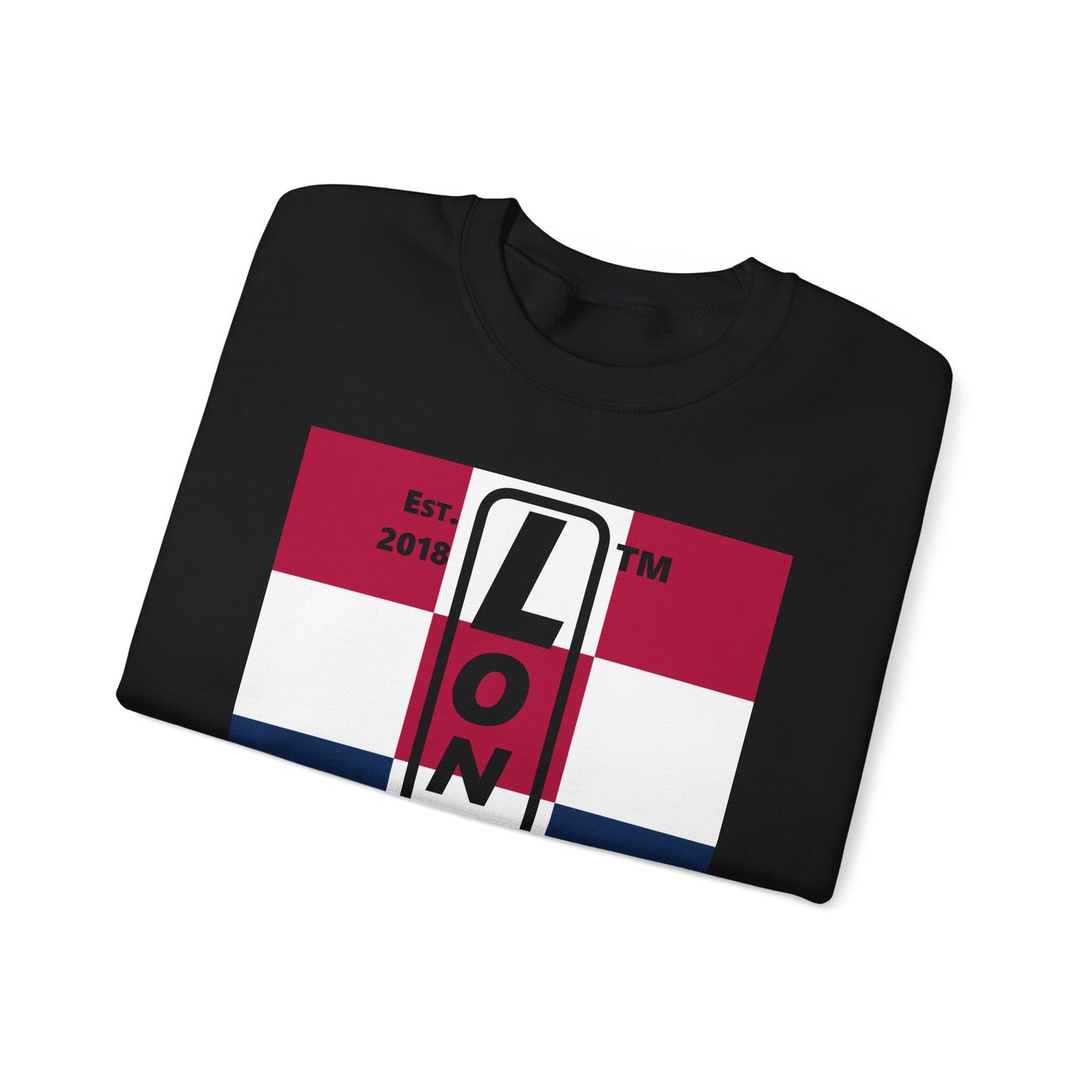 LongD negative 4x3 Hyde Park upright logo crewneck sweatshirt (patriotic colors)