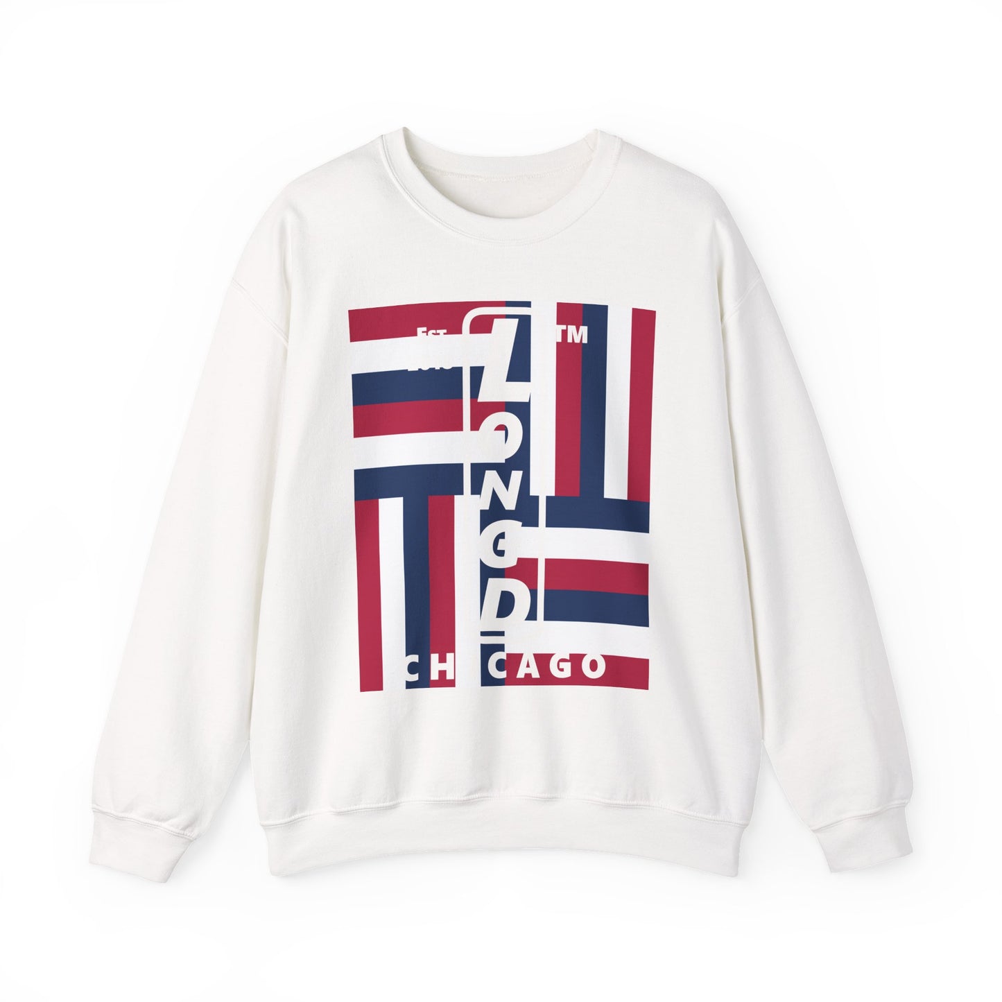 LongD negative windmill Chicago logo crewneck sweatshirt (patriotic colors)