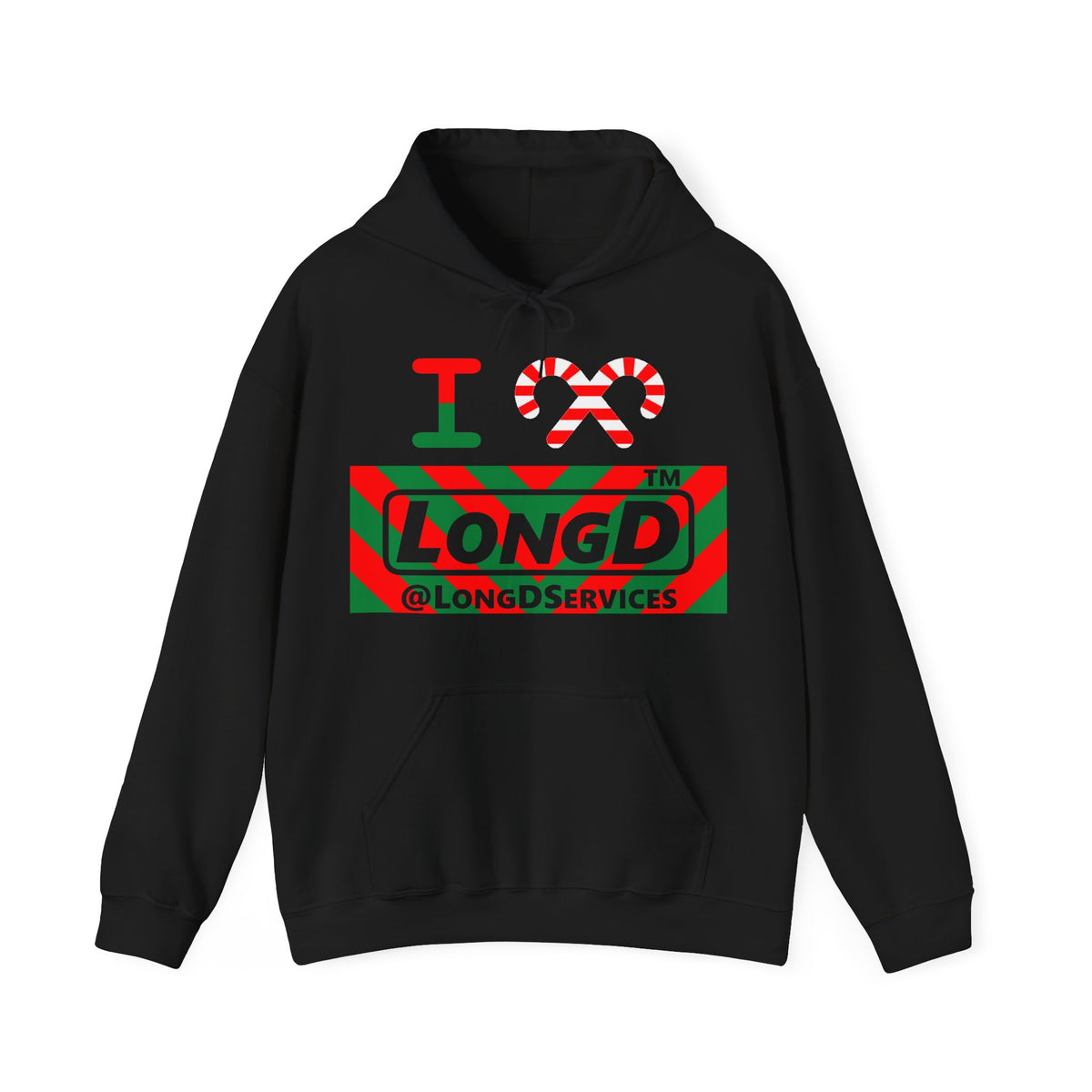I candy cane LongD Tag negative downward chevron logo hoodie