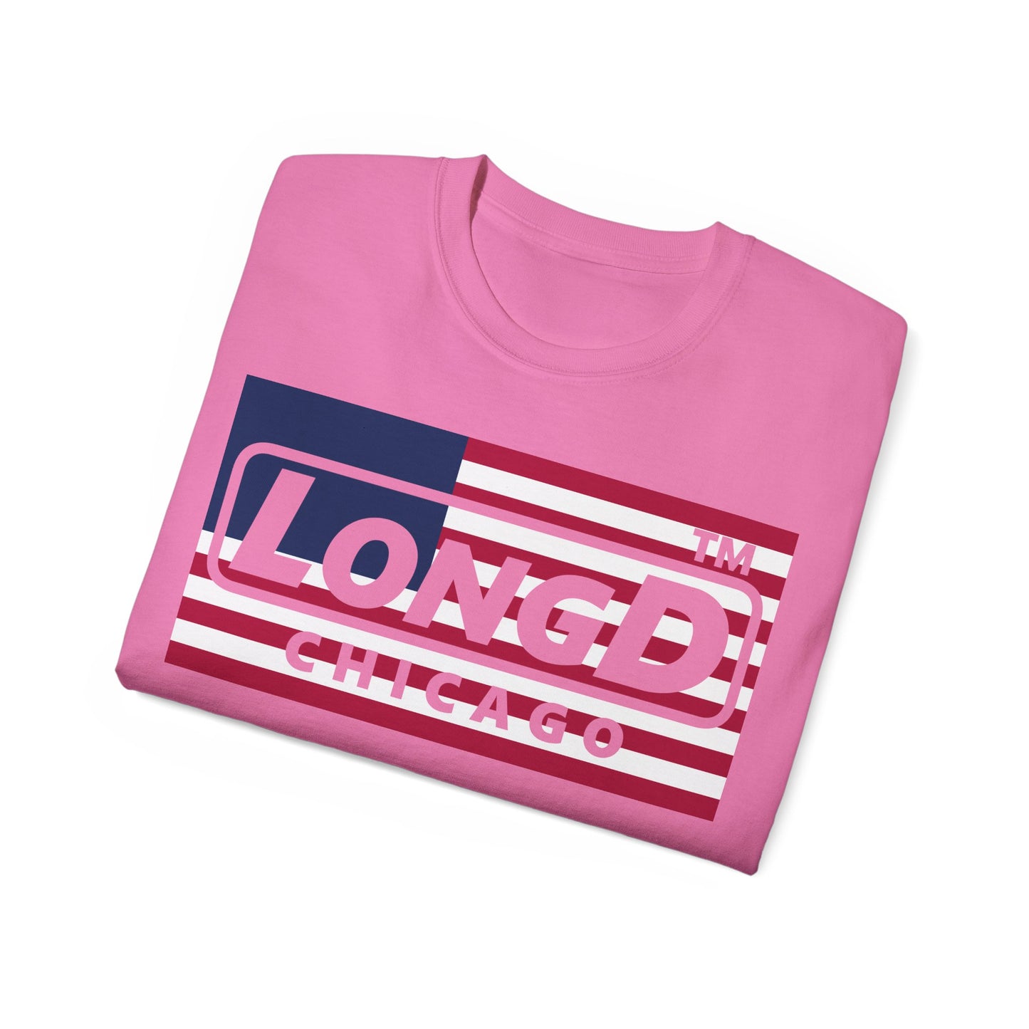 LongD negative flag Chicago logo cotton tee (patriotic colors)