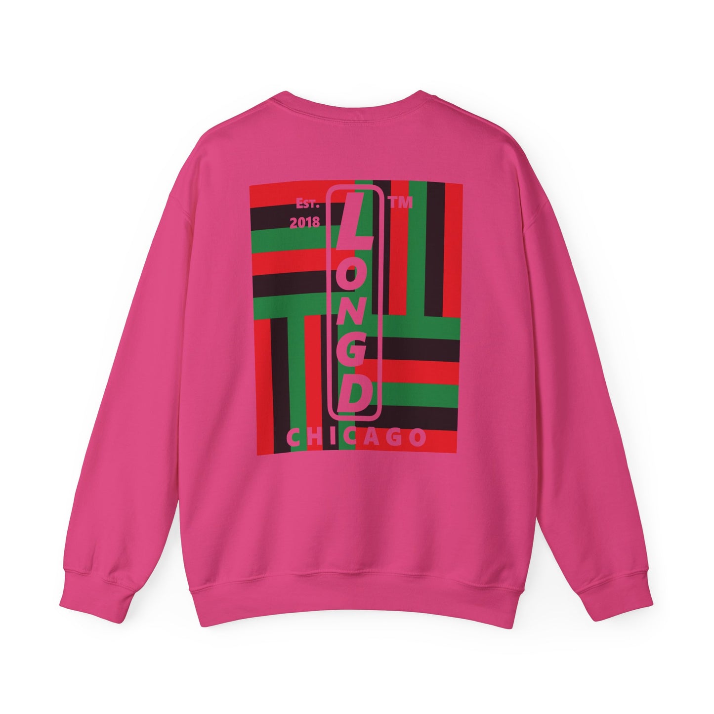 I Fist LongD negative windmill Chicago upright front-back logo crewneck sweatshirt