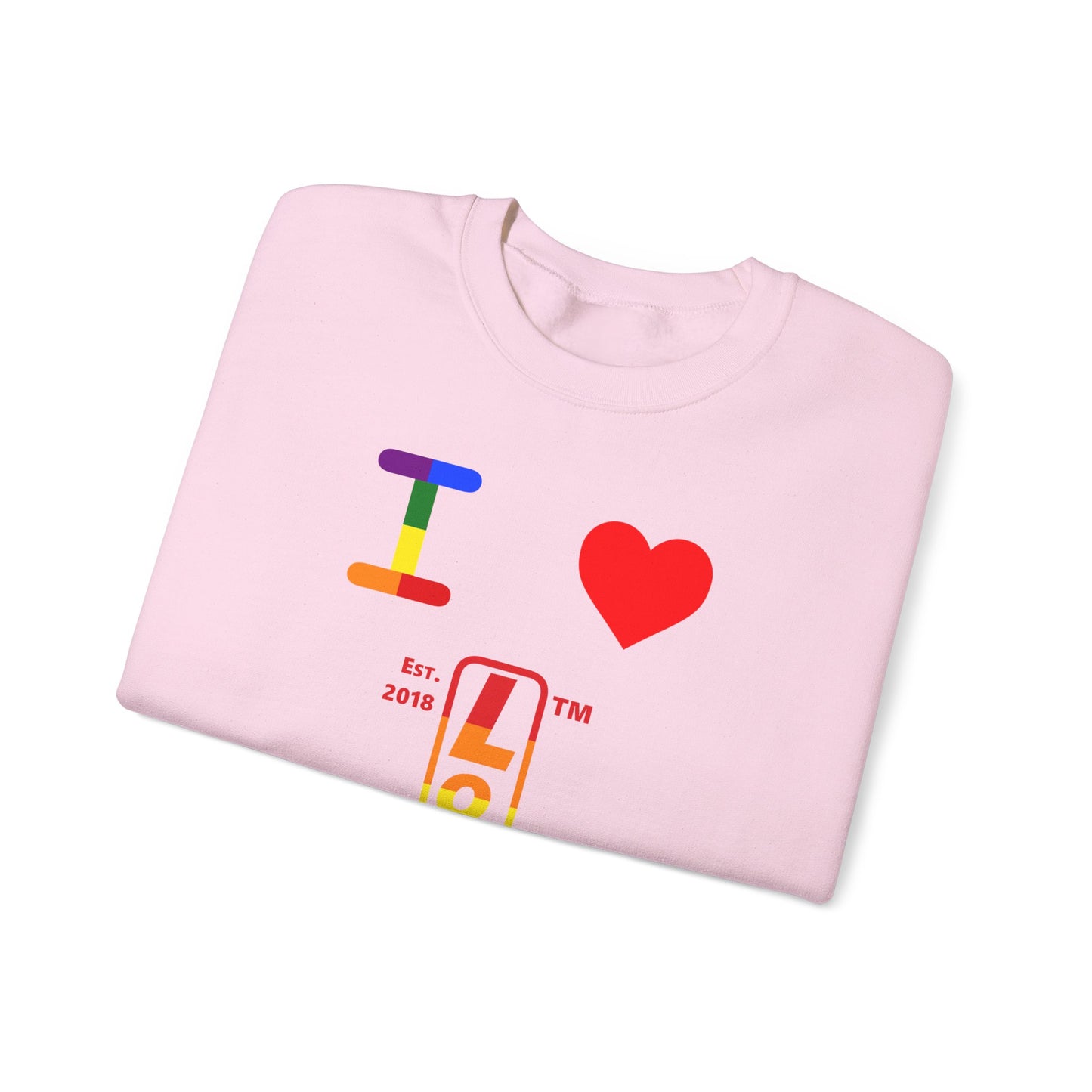 I Luv LongD positive horizontal 6-striped Chicago upright logo crewneck sweatshirt