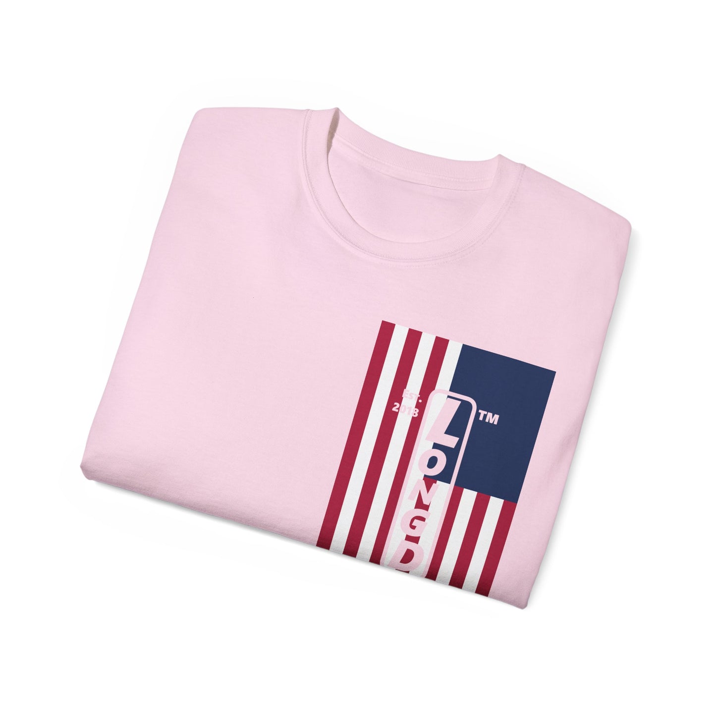 LongD cotton tee negative cropped flag single-breasted front-back Hyde Park upright logo (Patriotic colors)