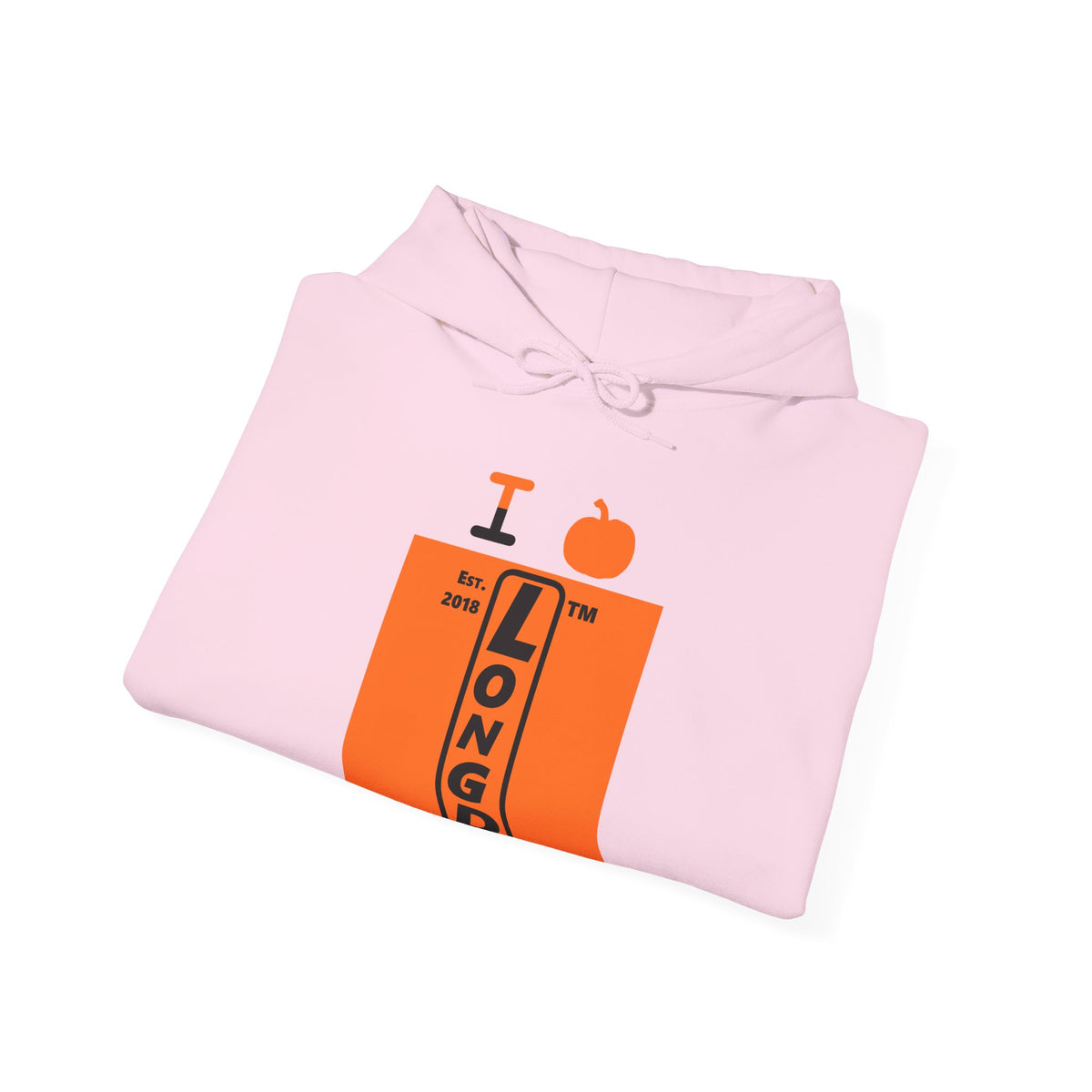 I pumpkin LongD Hyde Park upright logo positive black on negative orange hoodie