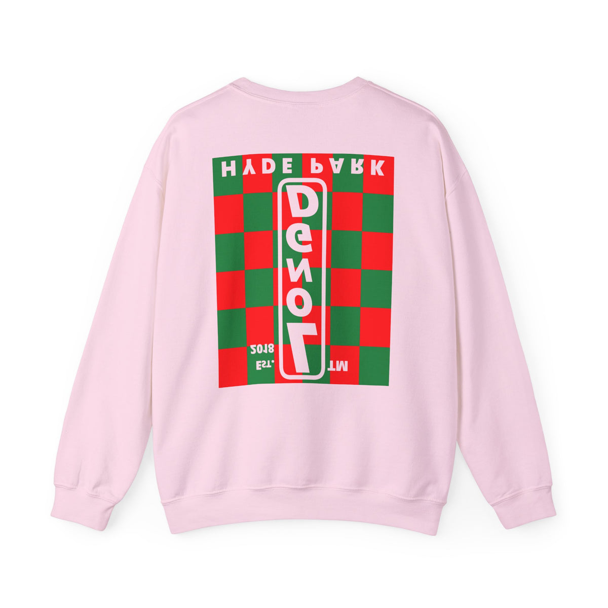 LongD Hyde Park negative upright checkered front-back logo (Xmas colors) crewneck sweatshirt